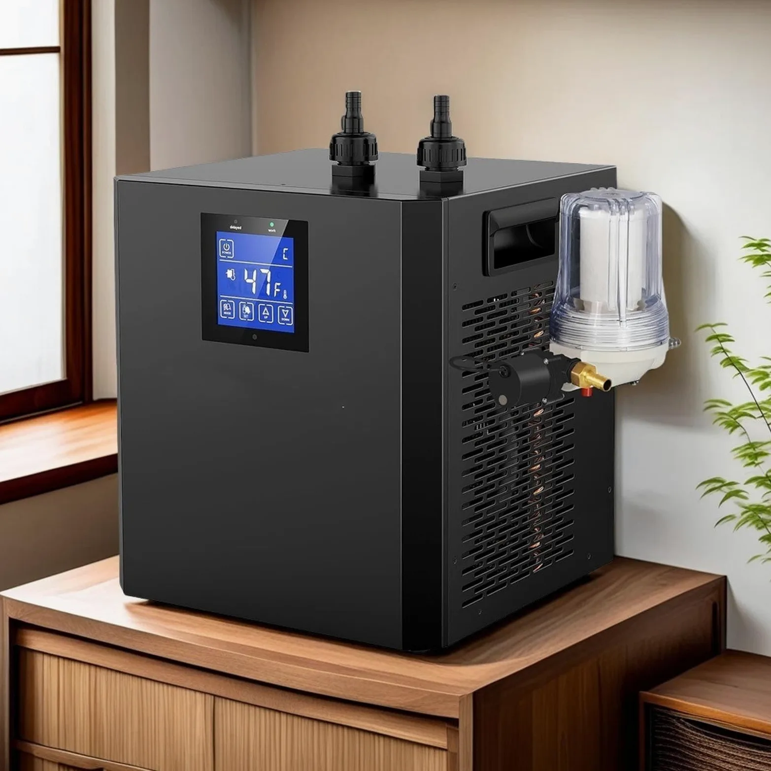 Inframadora de Agua de Bañera de 1/3 Caballos de Fuerza con Control Remoto de Pantalla Táctil LCD, Refrigeración Rápida Temperatura de bajo Ruido Ajustable de Enfriamiento (EU