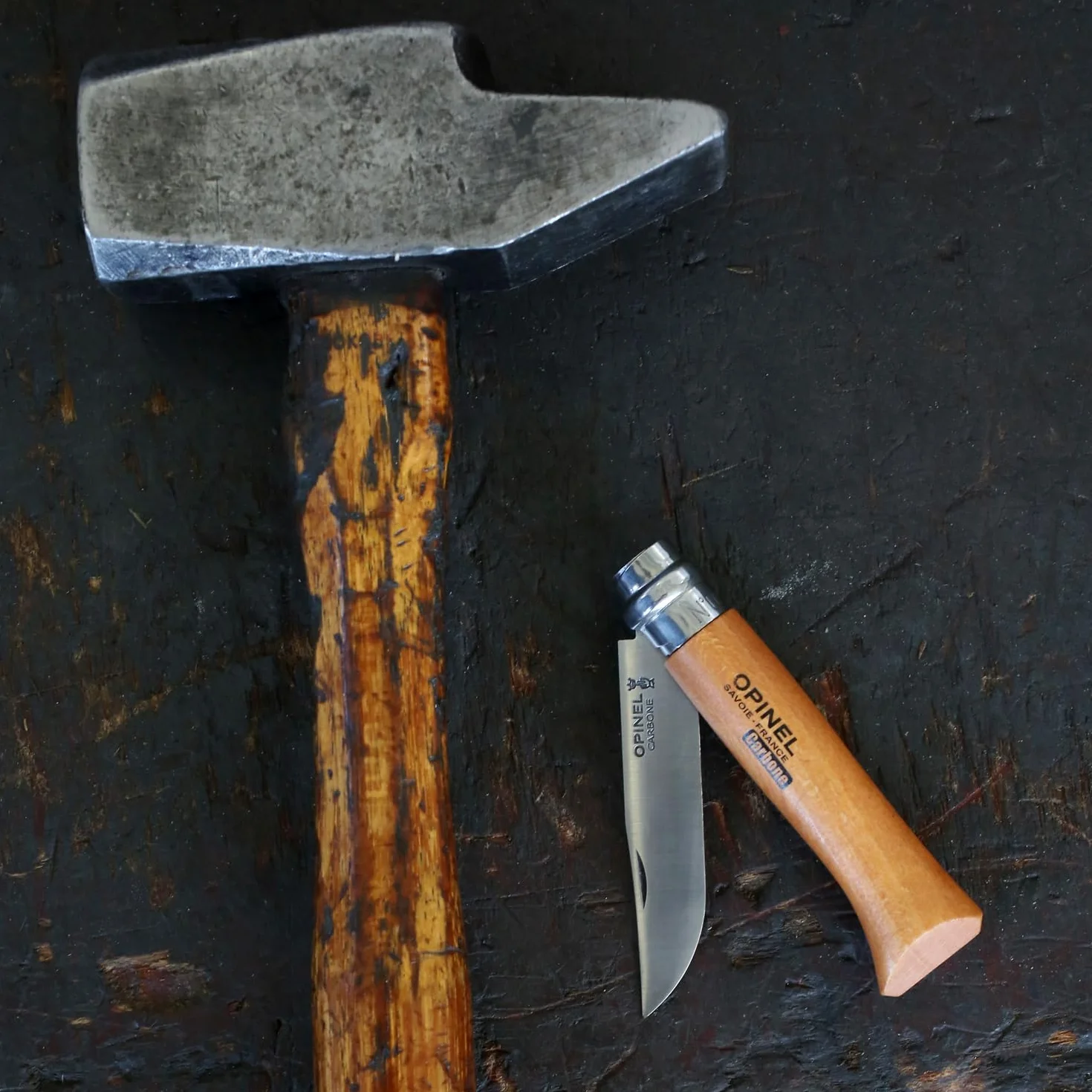 OPINEL Cuchillo n.º 6 Acero al Carbono XC90 Hoja 8,5 cm Mango de Haya Virobloc