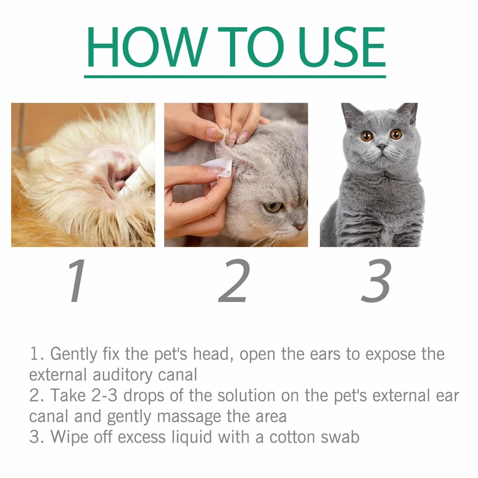 Limpiador de Orejas para Perros Y Gatos, Gotas para Los Oídos para Una Limpieza Suave Y Cuidado, Alivia El Picor Y Los Malos Olores, para Unas Orejas Limpias Y Frescas