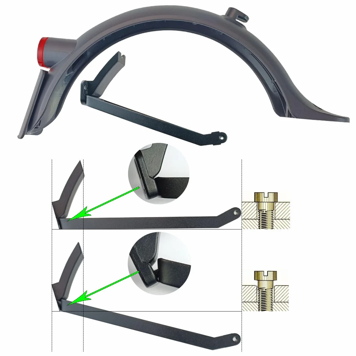 Guardabarros Trasero para Xiaomi Electric Scooter 3 Mijia M365 Pro 2 con Soporte Metálico