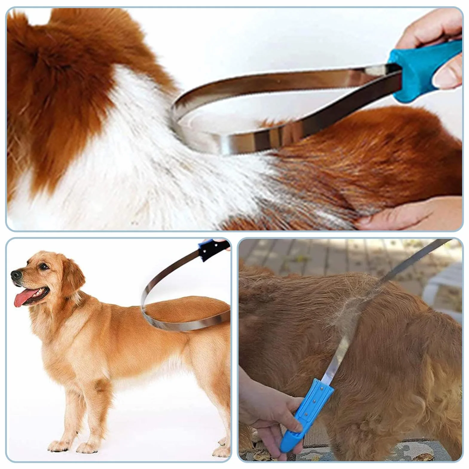 Hoja De Muda De Pelo De Doble Cara - Herramienta De Muda De Pelo Para Perros Y Caballos De Acero Inoxidable De 27,5 X 7 X 3 Cm | Cepillo De Dientes Fino Y Grueso De Metal Para Mascotas, Cuidado Del Ca
