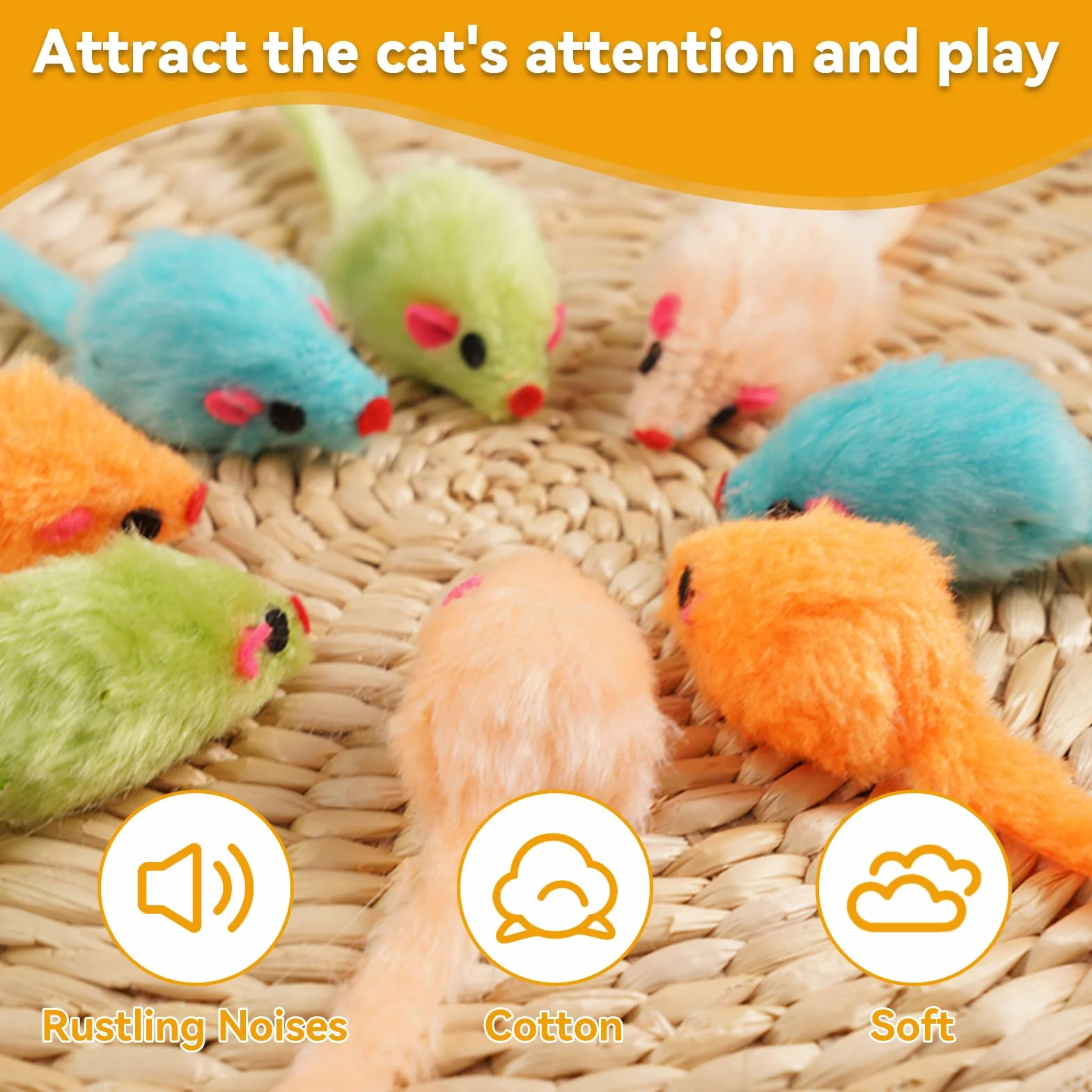 12 Piezas Ratones de Juguete,Color Aleatorio Peluche Ratones Juguetes, Ratón Gato para Gatitos, Interactivo de Hierba Gatera, para Gatito de Interior Jugando y Masticando