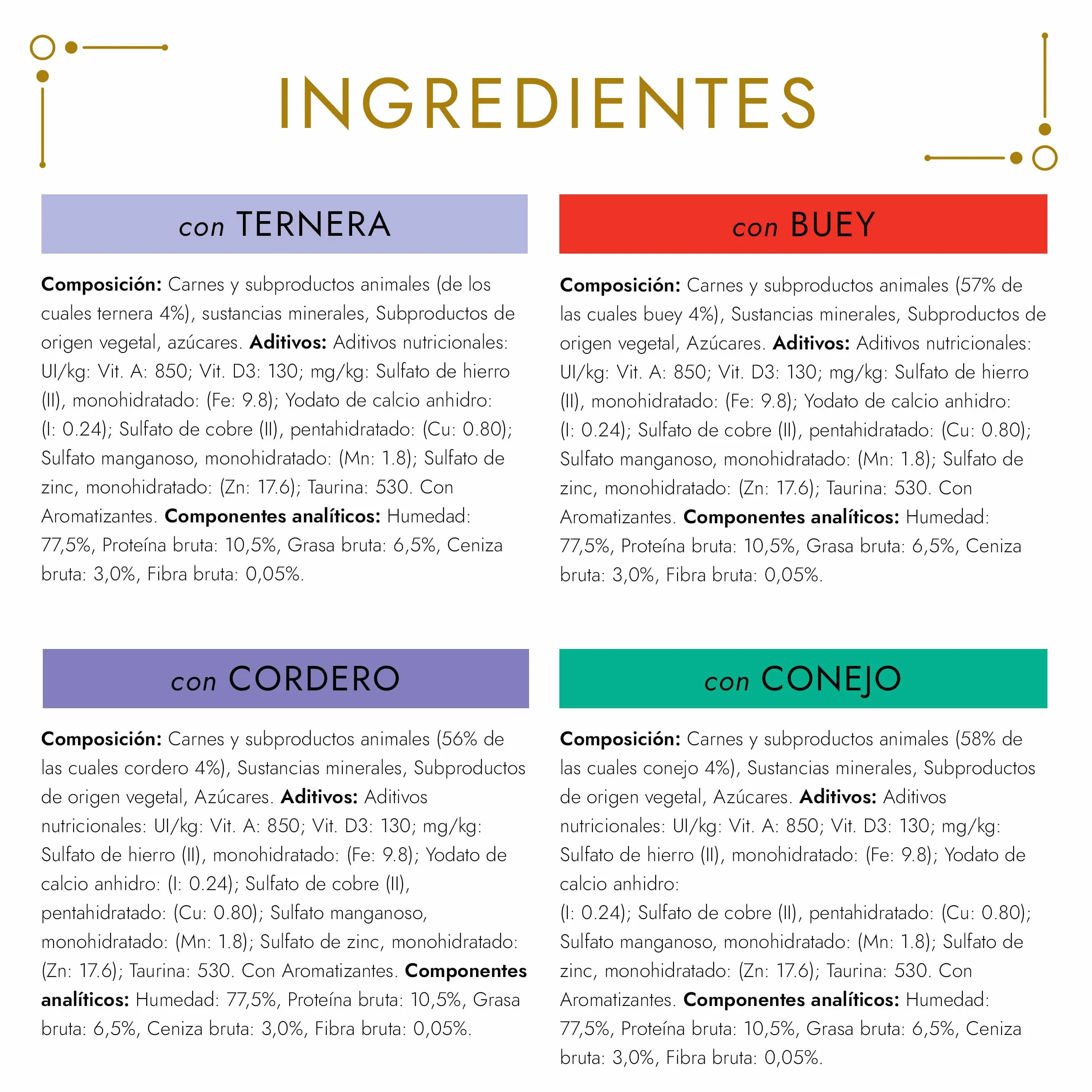 GOURMET Gold Mousse, Comida Húmeda para Gato Adulto, Surtido de Buey, Conejo, Cordero y Ternera, 96 latas