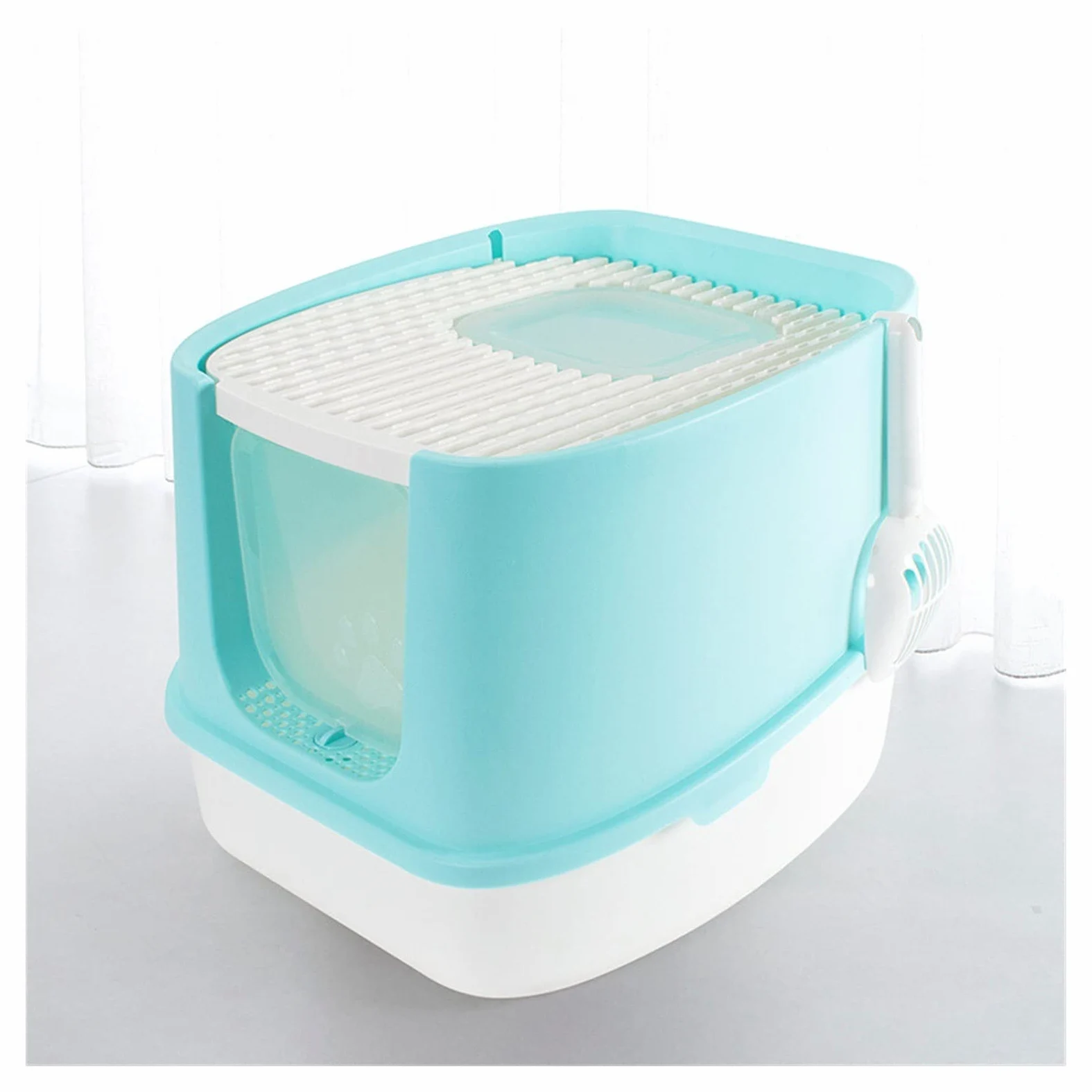 Cajas de Arena Caja de Arena de Gato Pet Caja Totalmente Cerrada de Desodorante Inodoro para Gatos para Gatos de Dos vías con Pala Bandeja de Bastion de Gato de Alta Capacidad Arenero ​Gatos
