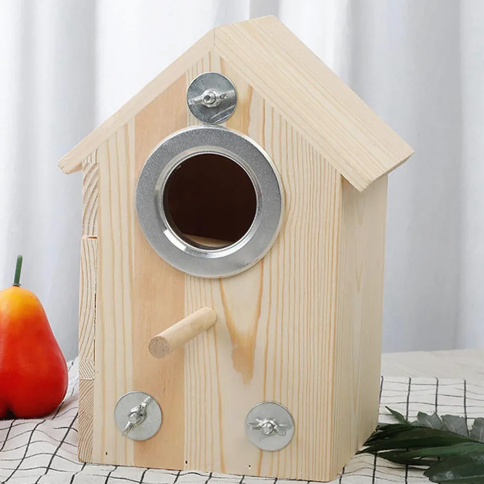 Caja Nido de pájaros de Madera, casa for pájaros, Caja de cría de Loros, Jaula, Nido de pájaros de Madera for Periquito, Periquito, cacatúa, Conure, pinzón Canario, Agapornis/1128