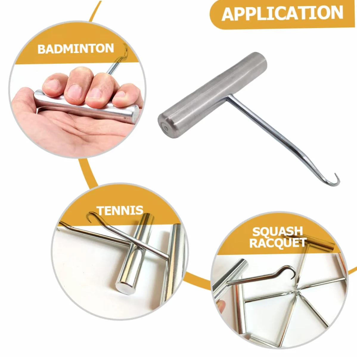 PLAFOPE Herramienta Profesional para Encordar Raquetas Gancho De Tirado con Punta Curvada Compatible con Raquetas De Bádminton y Tenis