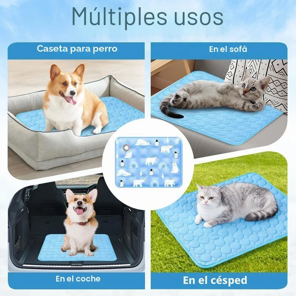 2025 Nueva alfombrilla de refrigeración para perros, cojín de refrigeración portátil lavable para mascotas para perros y gatos, alfombrilla de dormir para hogar y exterior, refrigeración para mascotas