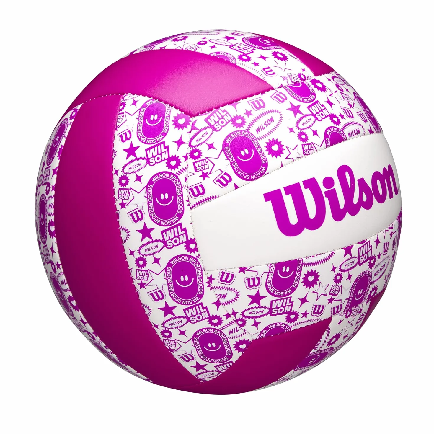 Wilson Pelota de Voleibol Stamp, Cuero Sintético, Tamaño Oficial, Morado y Blanco