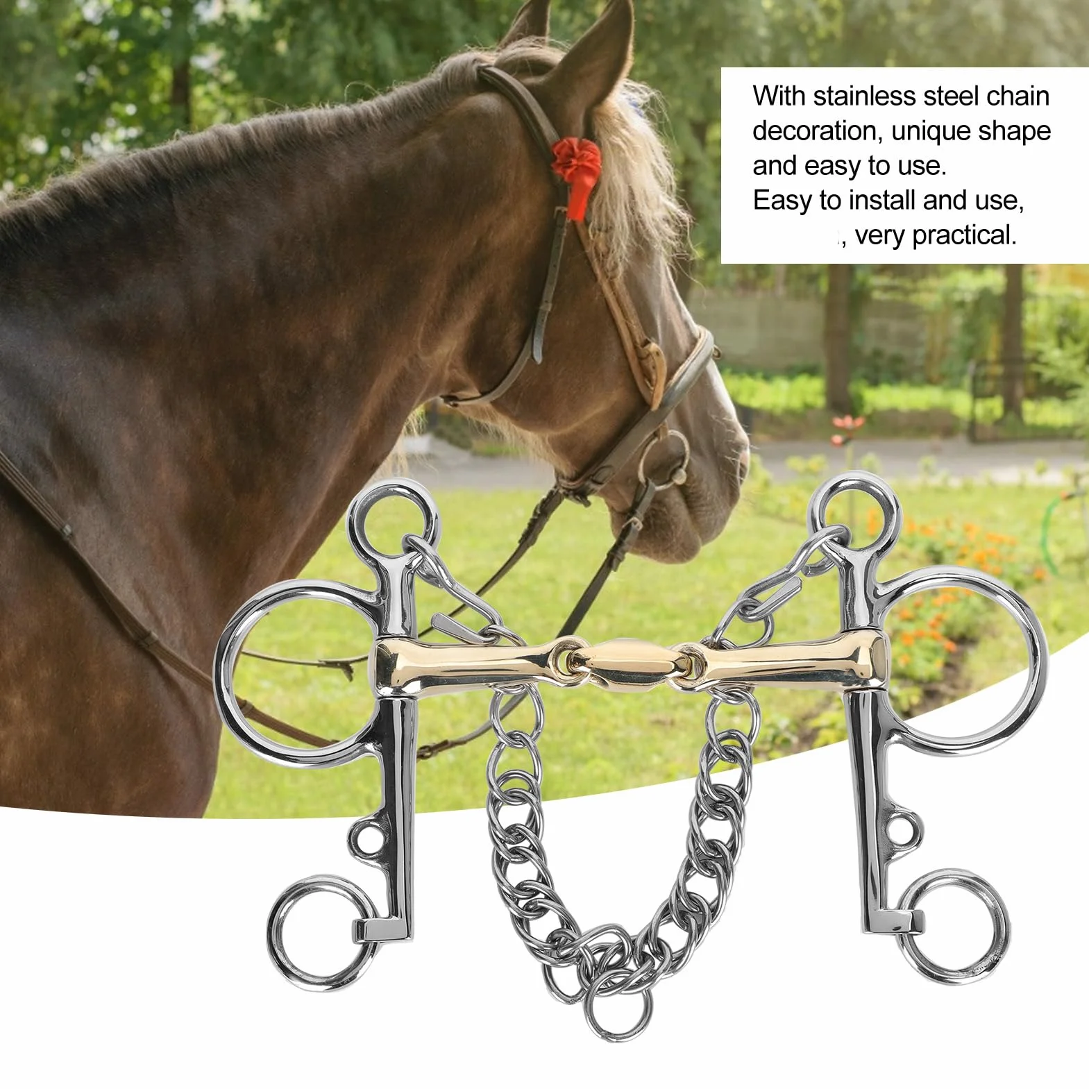 Pelham, acero inoxidable Pelham, broca Pelham de boca articulada, broca para caballo, accesorio para broca Pelham de acero inoxidable