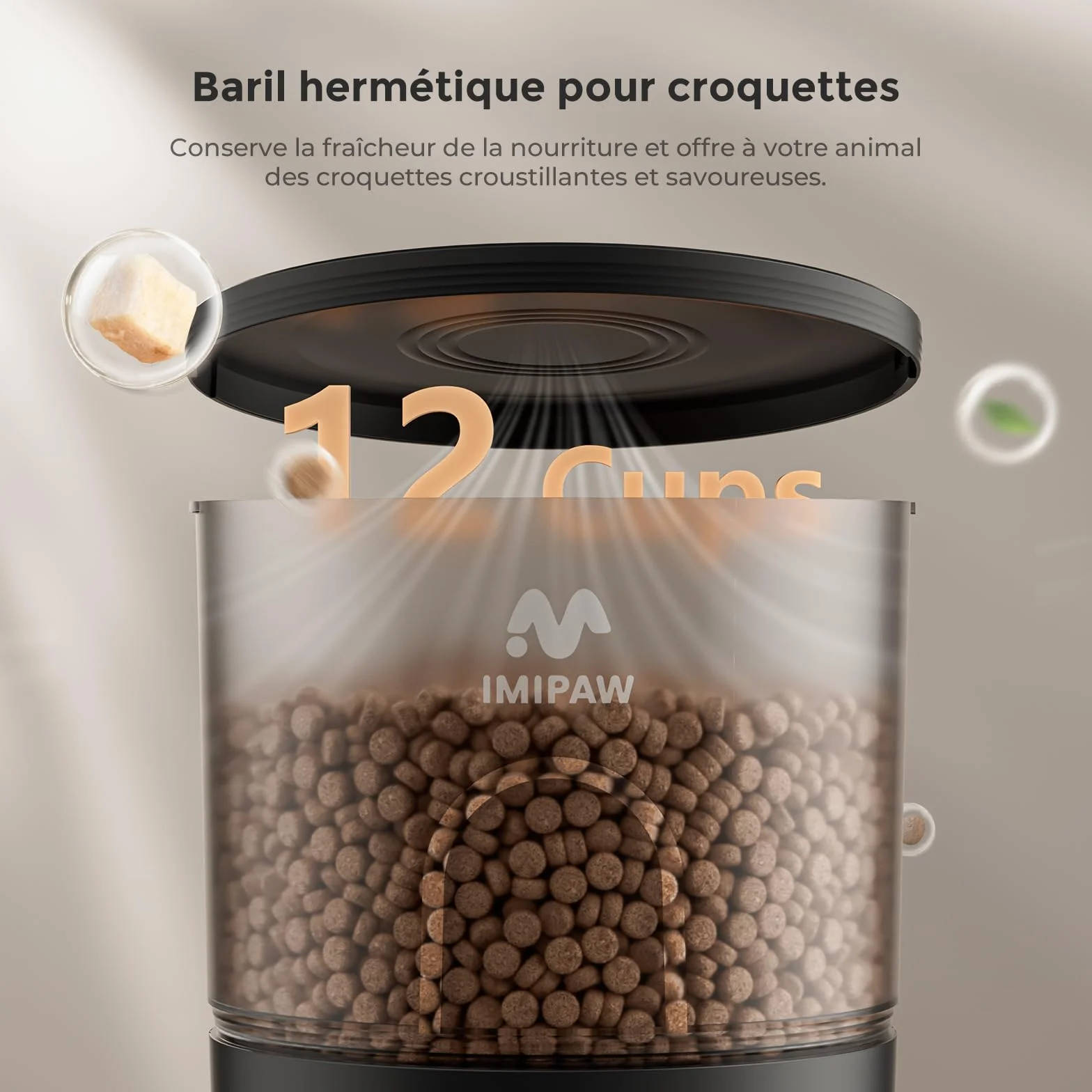 IMIPAW Comedero Gato Automático, 3L Dispensador Comida Gatos y Perros, Control de App, 1-10 Comidas al Día, Liofilizados Compatibles - El Asistente Ideal para los dueños de Mascotas