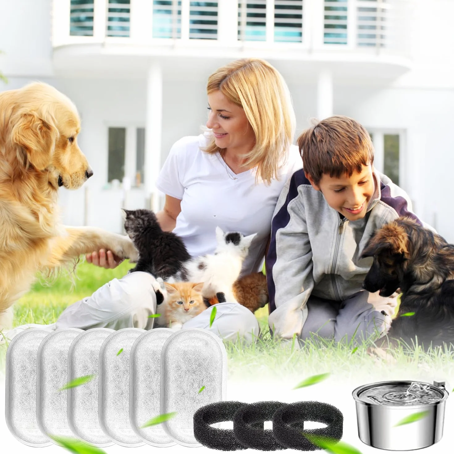 20 filtros de fuente para gatos, incluyendo 10 filtros de carbón y 10 esponjas de espuma, para una amplia gama de fuentes de acero inoxidable para gatos