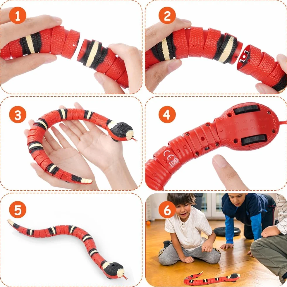 Cat Snake Toys, 40cm Smart Sensor Simulated Snake Juguetes Eléctricos Gatos, Juguetes Interactivos Gatos Recargables por USB, Juguetes Serpiente Inducción con Lengua Retráctil Cola Que Se Mueve