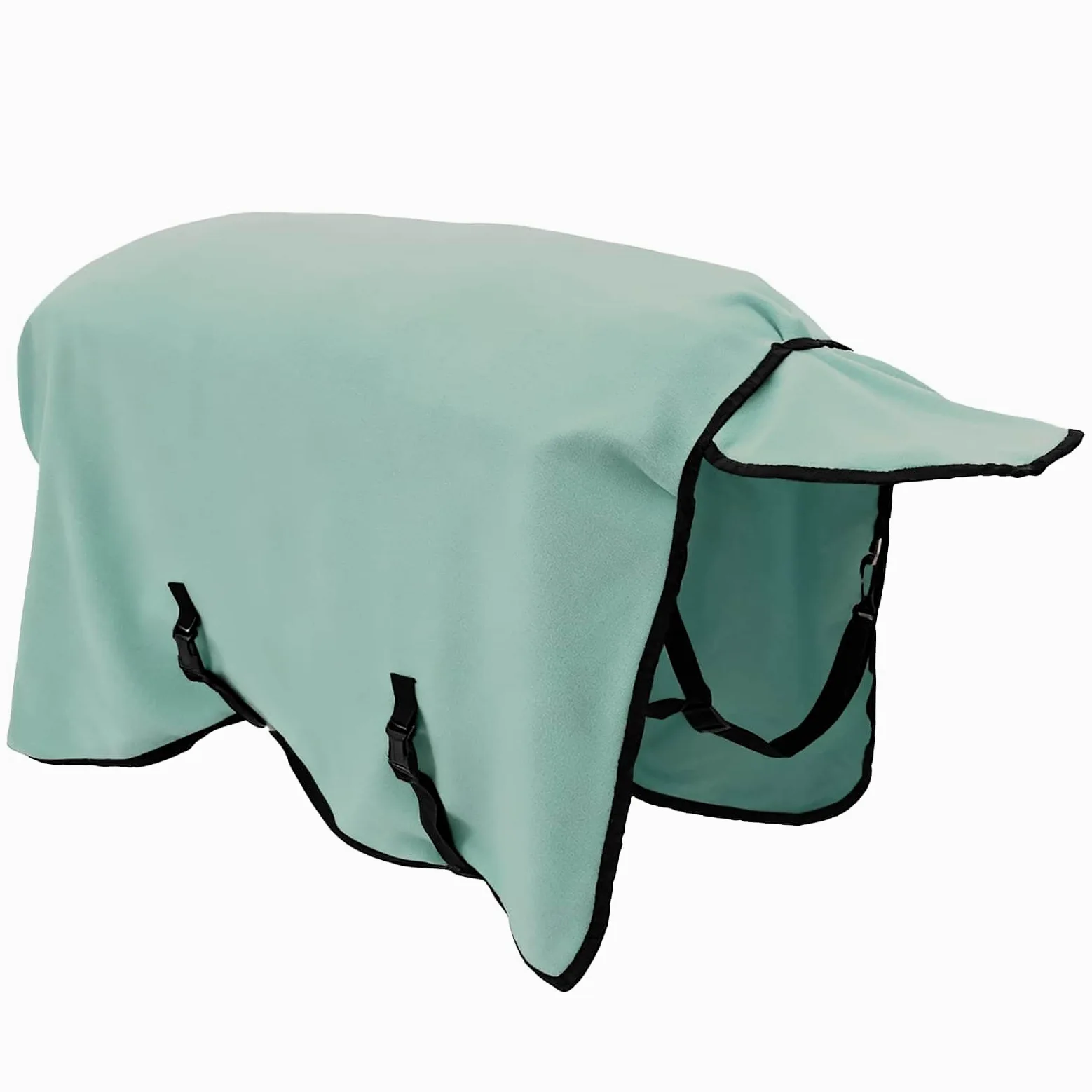 Manta para caballo verde especial, 85 cm, poliéster con cierre ajustable en el pecho y cinturón abdominal, manta de invierno transpirable para establo, sauce y exterior, incluye cuello y