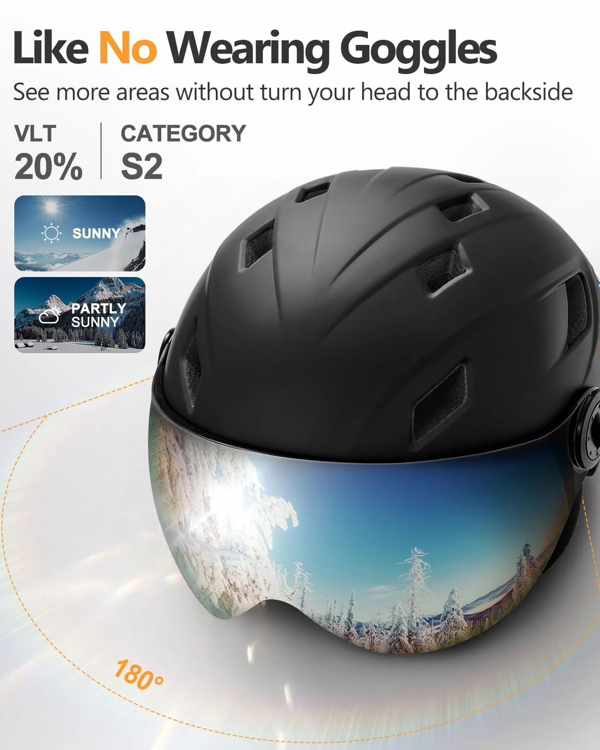Odoland Casco de Esquí con Gafas de Visera Ajustable para Niños y Niñas de 3-12 Años