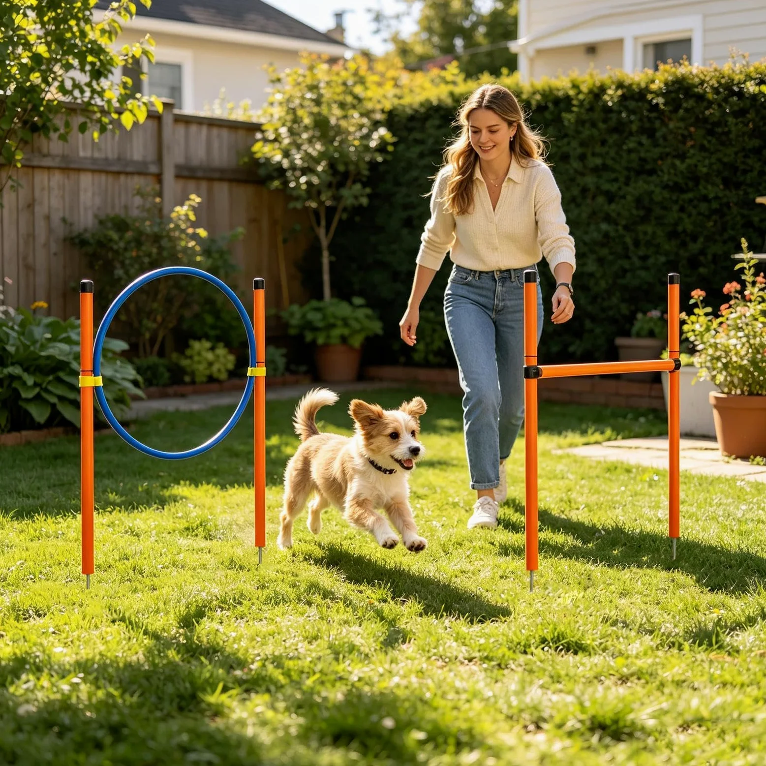 Equipo de Adiestramiento de Agilidad Canina Juego de Entrenamiento con | Equipo de Área de Juegos para Perros para Jardín, Parque, Playa, Zona Recreo, Campo, Competición, Recreación al
