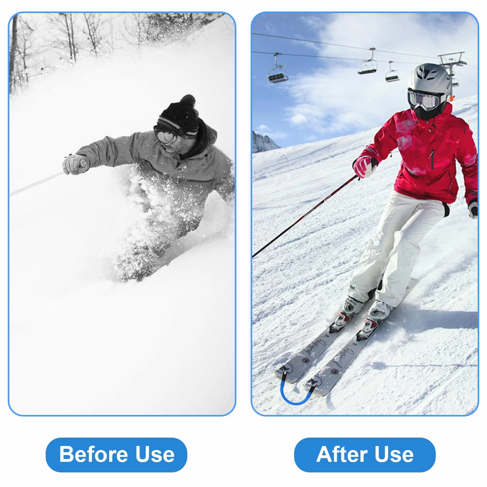 DUTIFUL conectores de puntas de esquí para niños, ayuda a la formación, control de velocidad, pinzas para snowboard