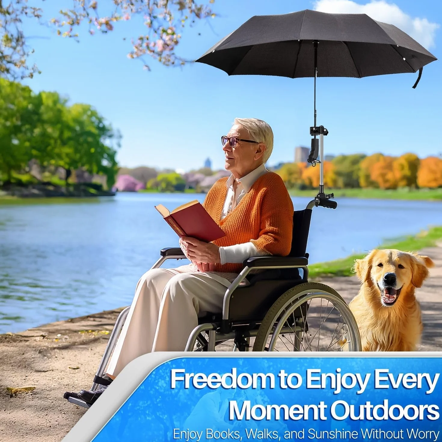Flexzion Soporte para paraguas ajustable para bicicleta eléctrica, cochecito, carrito, silla de ruedas