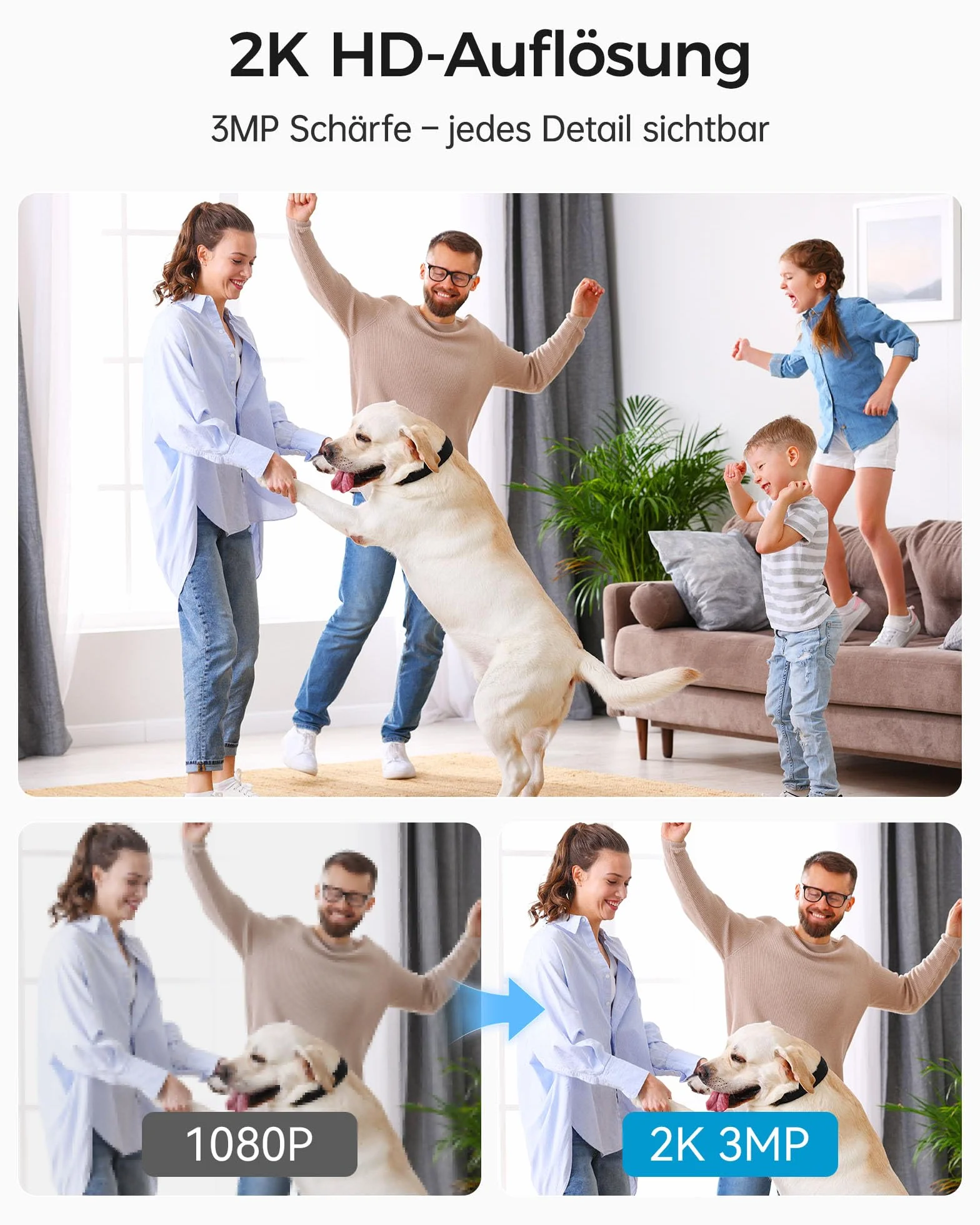 Woox Cámara de seguridad para interiores, 2K, Wi-Fi de 360°, cámara interior para perros con visión nocturna en color, reconocimiento de gritos personal/bebé, seguimiento de automóviles, audio