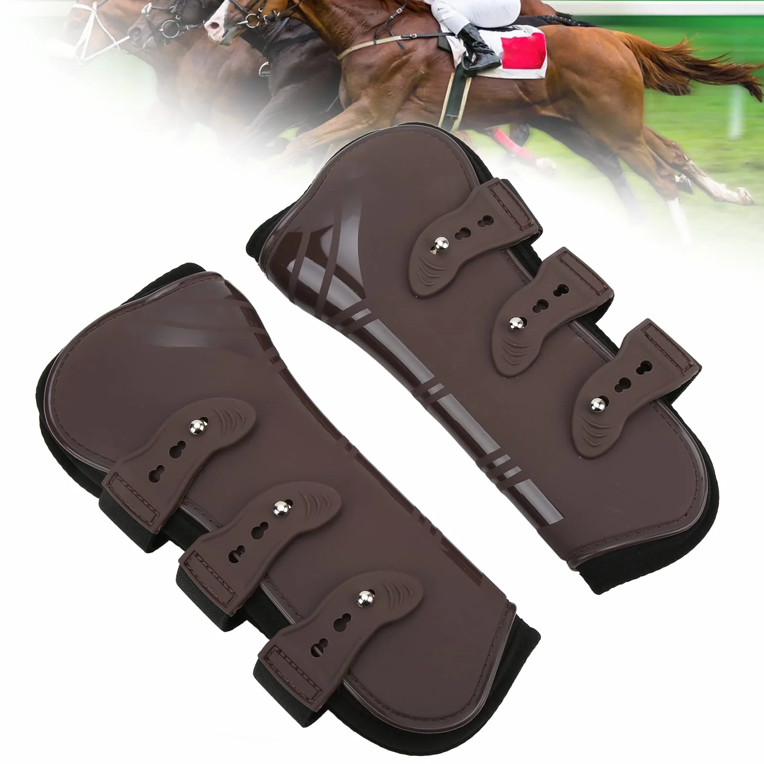 Cyrank 2 Botas Protectoras para Tendón De Caballo, Botas para Caballos, Patas Delanteras, Botas De Soporte para Patas Delanteras De Caballo, Entrenamiento De Resistencia (L)