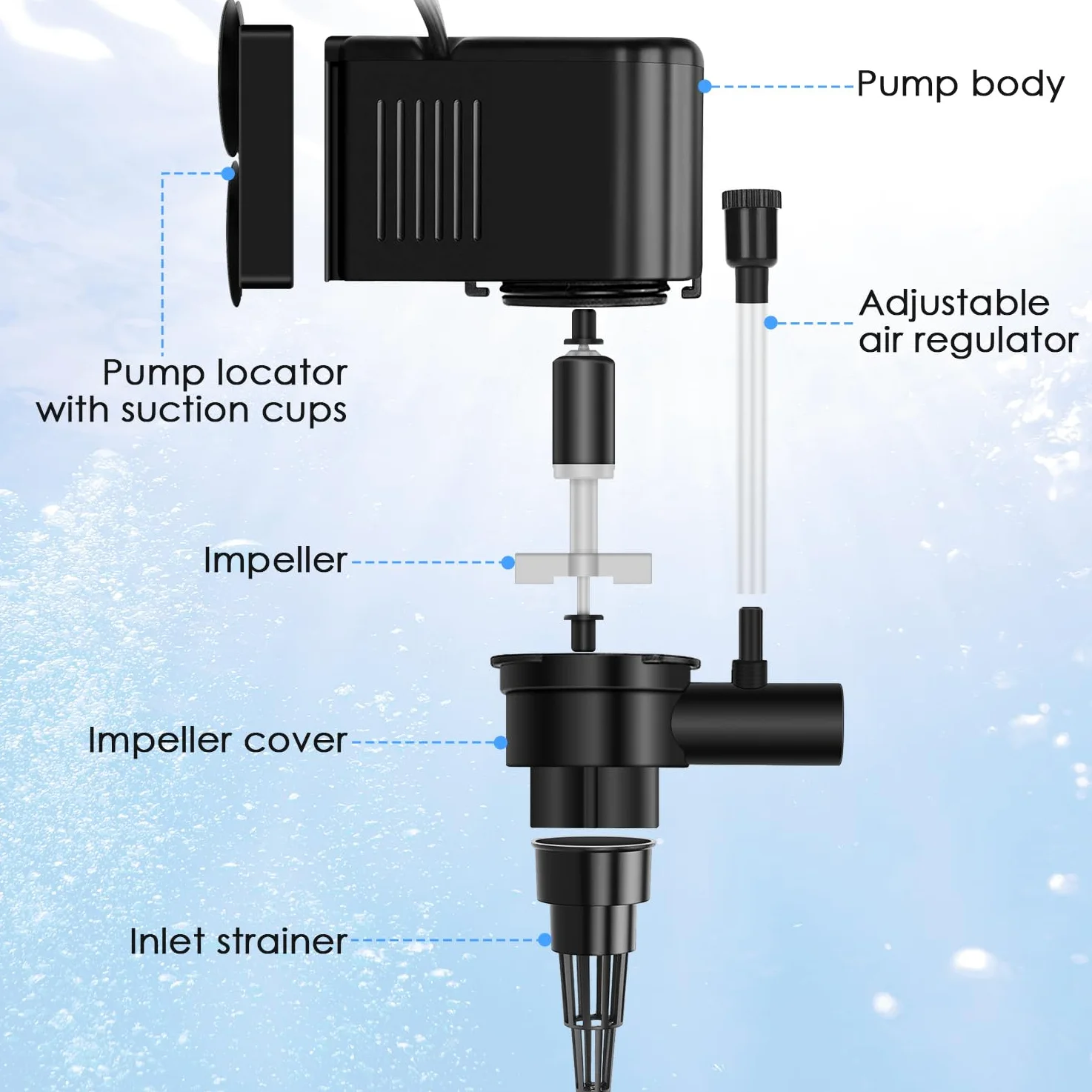 AquaMiracle Bomba de agua circulante 265GPH Powerhead para acuarios con características de aireación
