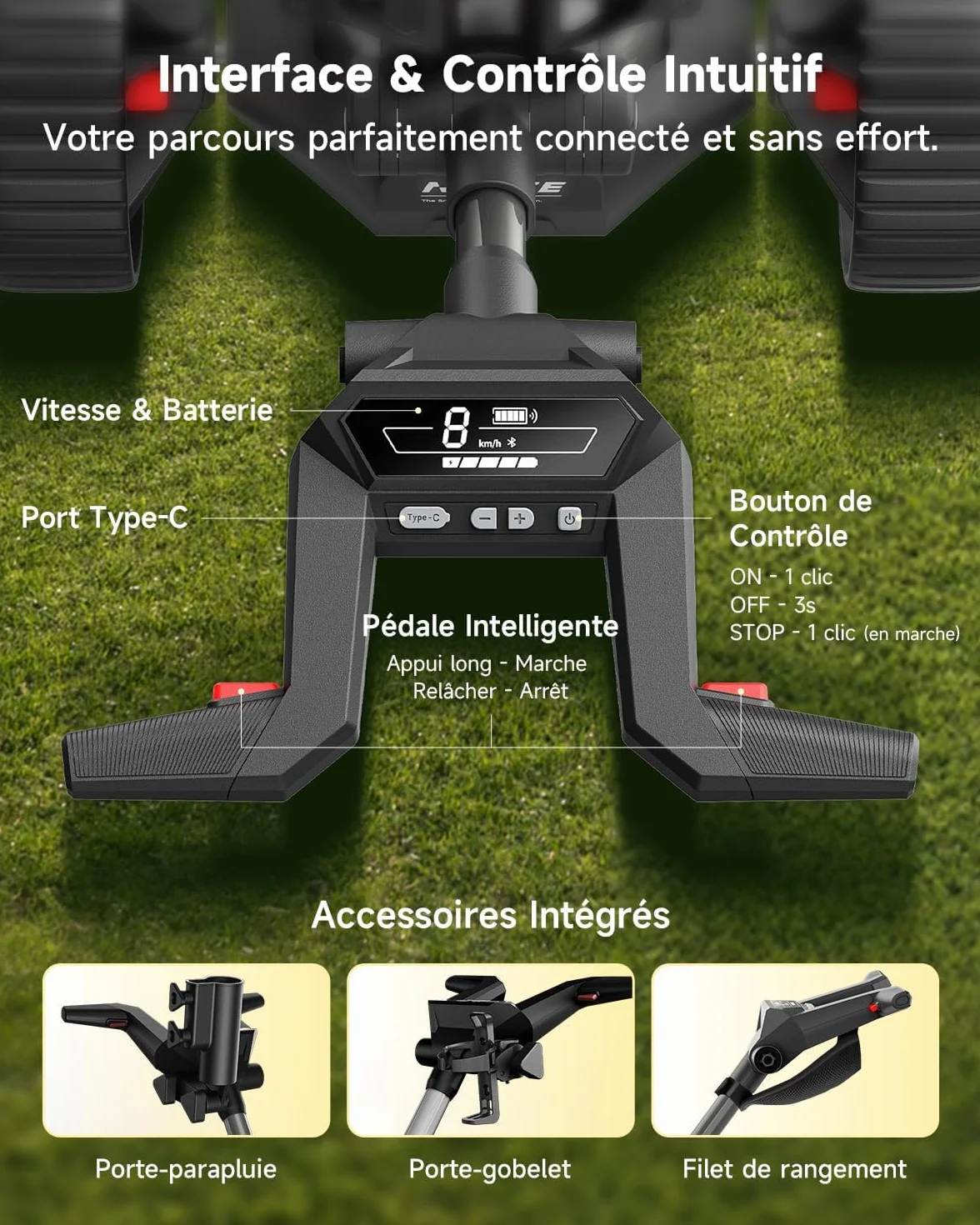 NAVEE Birdie 3X Carrito de Golf Eléctrico con Seguimiento Automático, Batería 36 Hoyos, Ruedas Todoterreno, Plegable