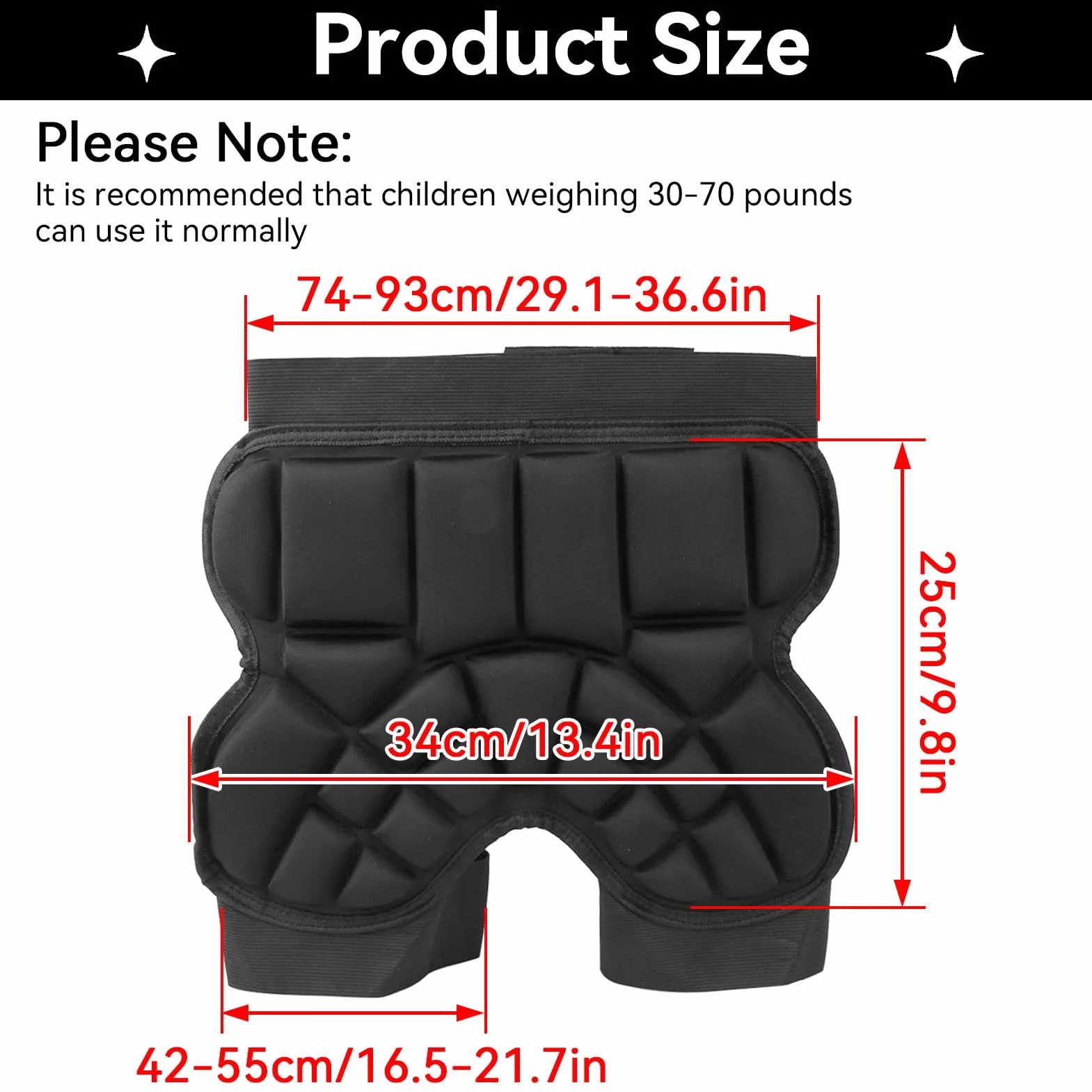 Almohadillas de Protección de Cadera para Niños, Pantalones Cortos para Esquiar, Patinaje, Protector de Trasero Grueso Antideslizantes