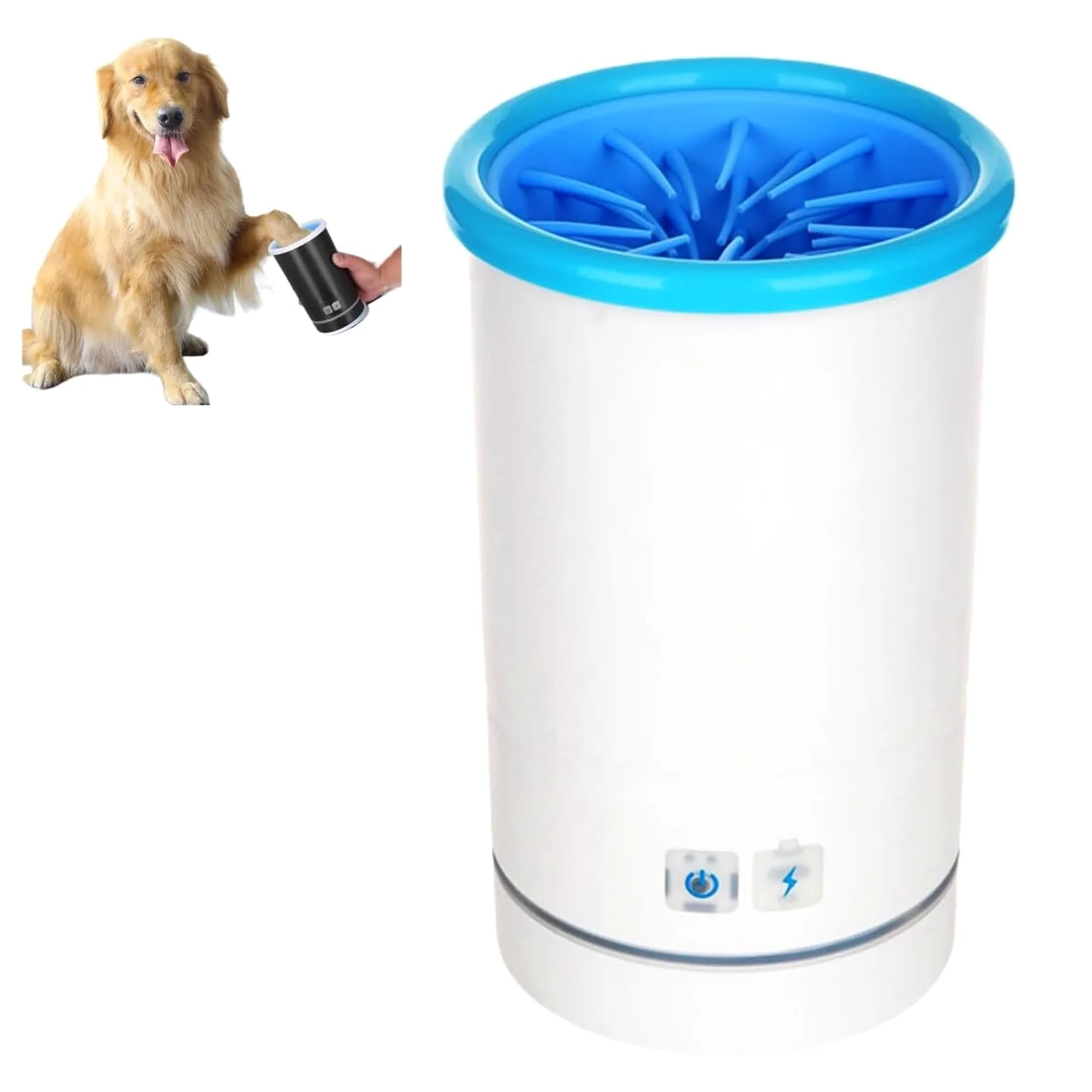 Limpiador automático de patas de perro para perros pequeños y medianos, lavadora portátil para pies de mascotas con cepillo de silicona suave, opciones blancas y negras (L)