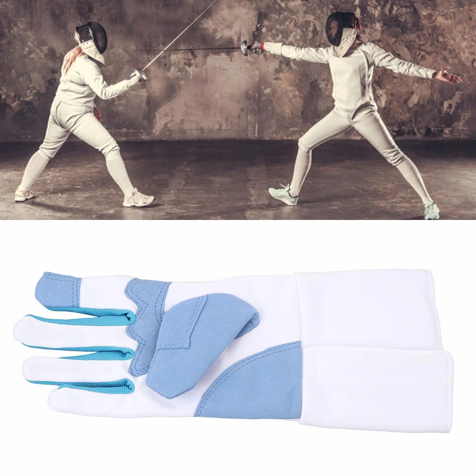 Guantes de esgrima para espada, florete y sable, tejido de punto, lavables, profesionales, talla S