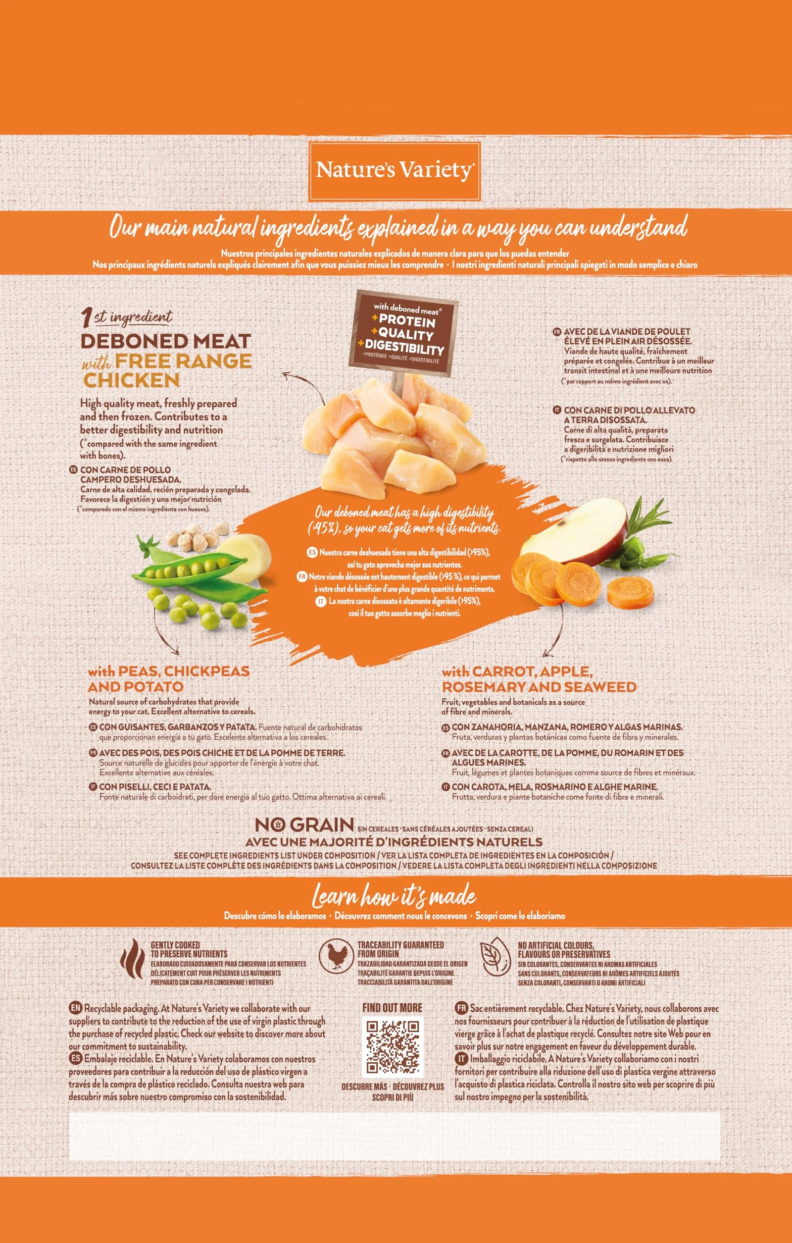 Nature's Variety No Grain Pienso para Gatos Esterilizados con Pollo - 3kg