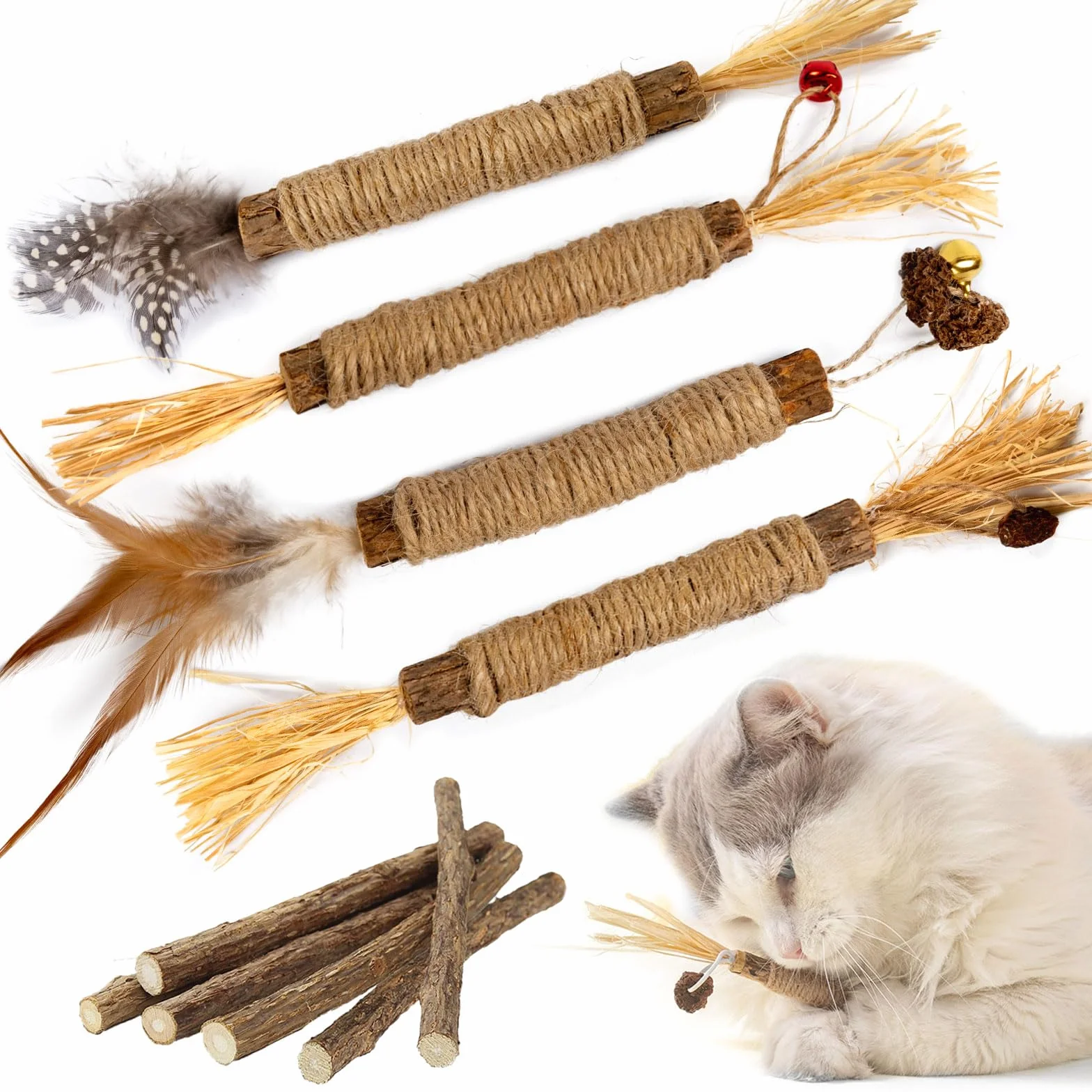 Palillos de Hierba gatera, Juguete para Gatos con Hierba gatera, Juguete Matatabi, Juguete para Masticar Gatos, Palillos para Masticar