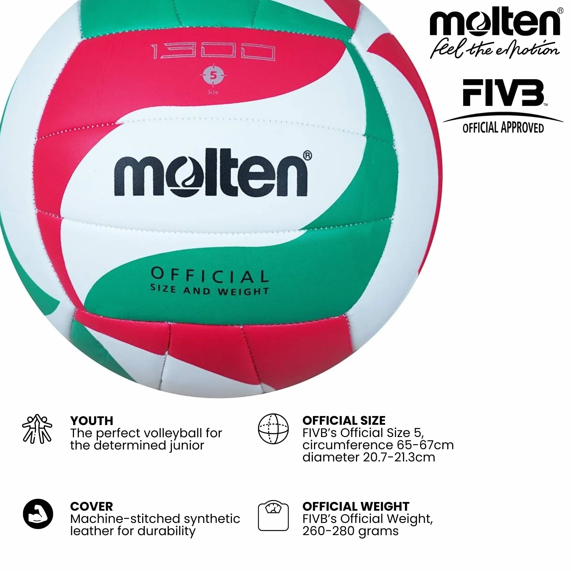 Molten V5M1300 Balón Voleibol Talla 5