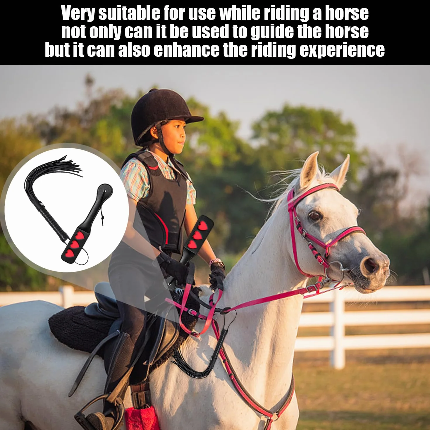 1 Látigo De Montar De Amor, 1 Látigo De Macarrón, Látigo De Entrenamiento De Caballos, Látigo De Montar, Látigo De Montar De Cuero, Látigo De Montar Negro