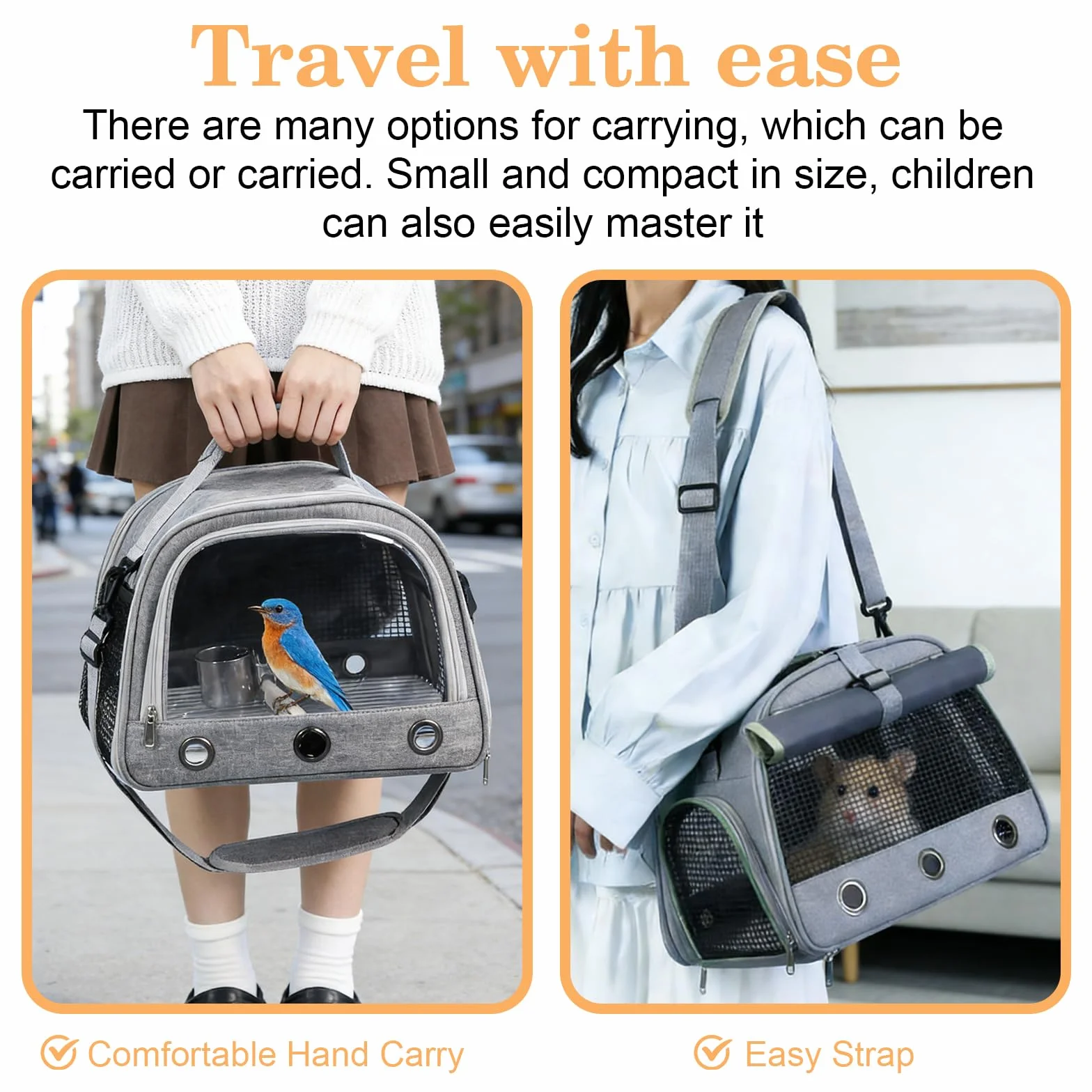 Transportín para animales pequeños, 35 × 23 × 25 cm, plegable, transpirable, bolsa de transporte para mascotas con apertura lateral, bolsas de transporte para gatos, perros, conejos, hámsters