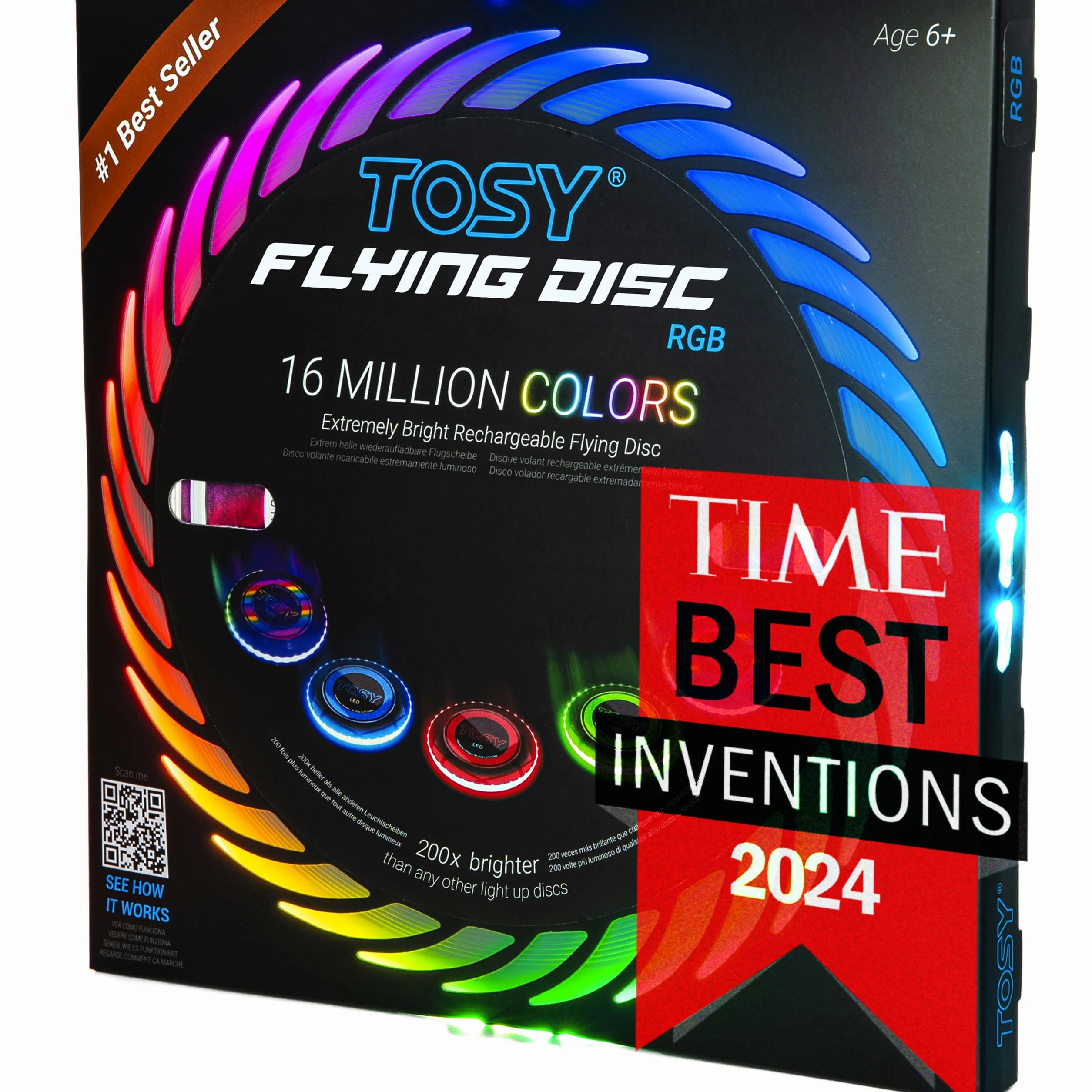 TOSY Flying Disc RGB LED 16 Colores Brillante Modos Inteligentes Recargable Frisbee 175g