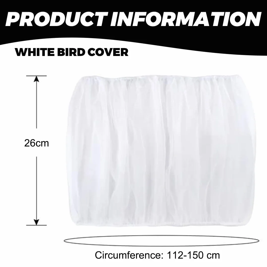 JEYORZY 1 pcs Cubierta de jaula, Cubierta Jaula de Pájaros, Colector de Plumas, Cubiertas universales de jaula, cubierta de malla, malla de nylon suave, para jaulas, Ajustable 112-150 cm, Blanco-M