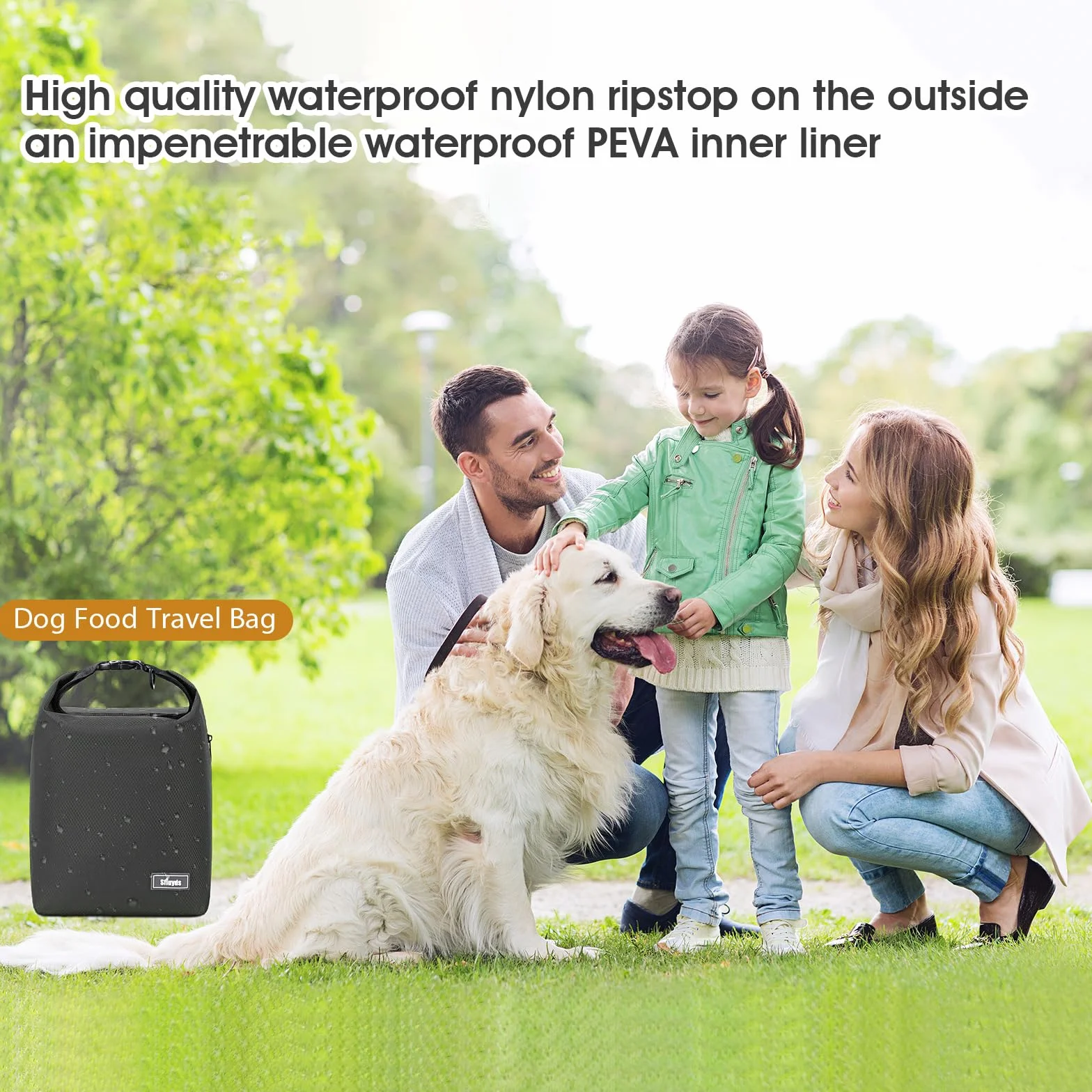 Contenedores de almacenamiento de alimentos para mascotas, bolsa de viaje para comida para perros con 2 cuencos plegables de viaje para perros, contenedor de almacenamiento impermeable para el