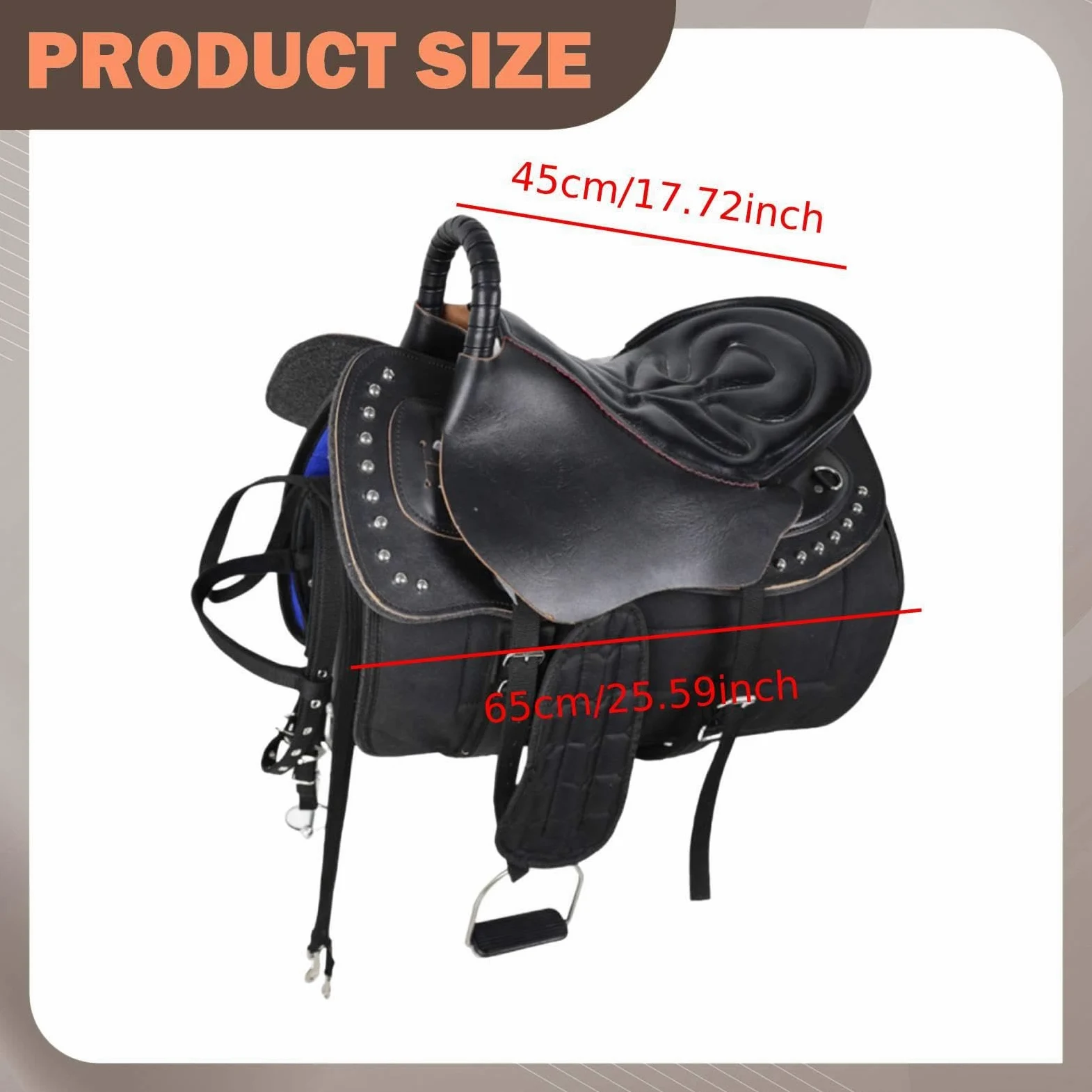 Silla de Montar para Caballo Juego Equipo Ecuestre Multiaccesorios Costuras Reforzadas Antideslizante Adecuado para Jinetes Entrenamiento Domés