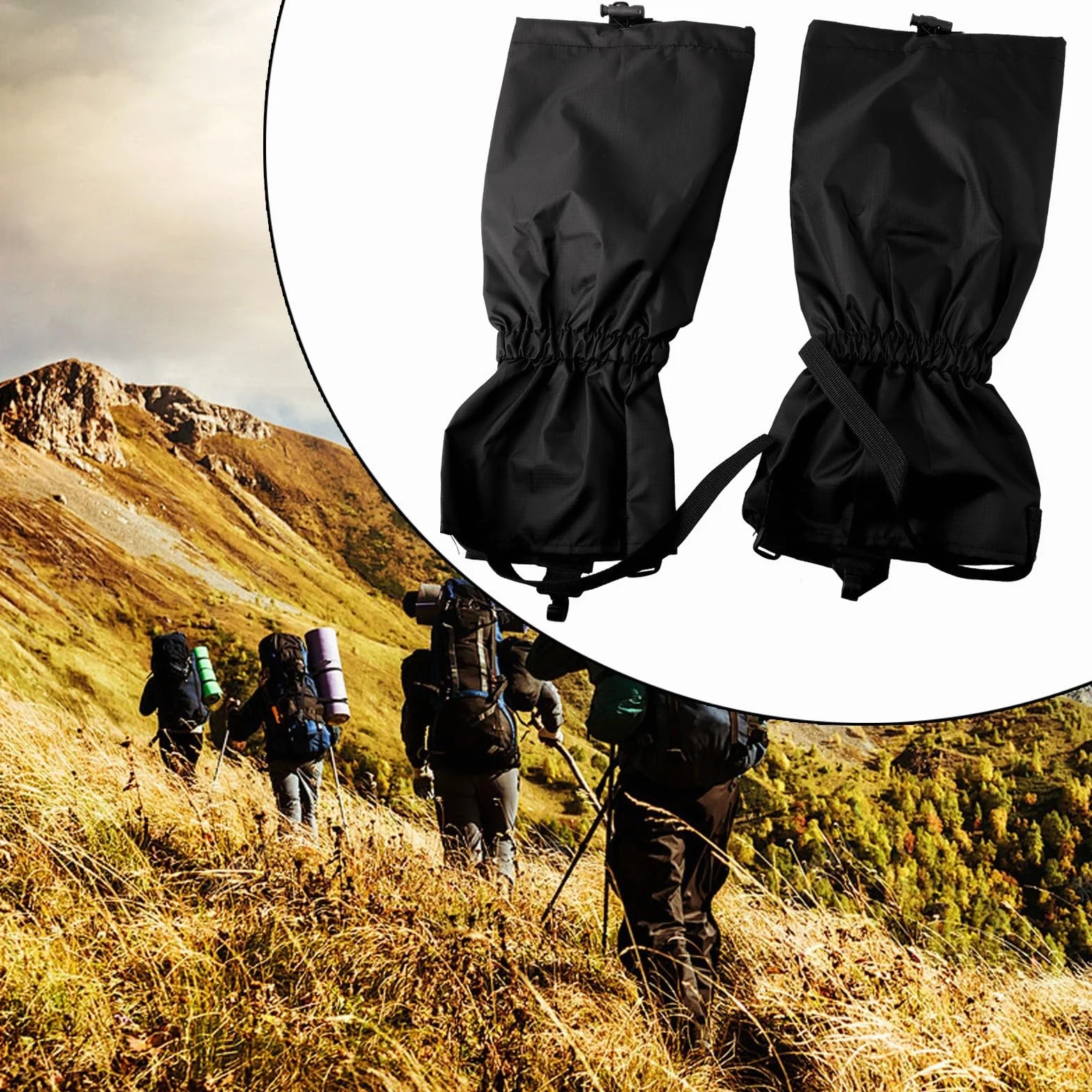 Polainas protectoras impermeables transpirables para botas de senderismo escalada (negro)