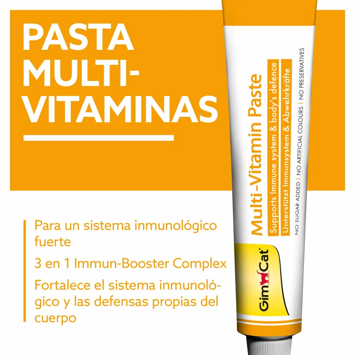 GimCat Multi-Vitamin, pasta multivitaminas - Saludable snack para gatos que activa las defensas y fortalece el sistema inmunológico - 1 tubo (1 x 200 g)