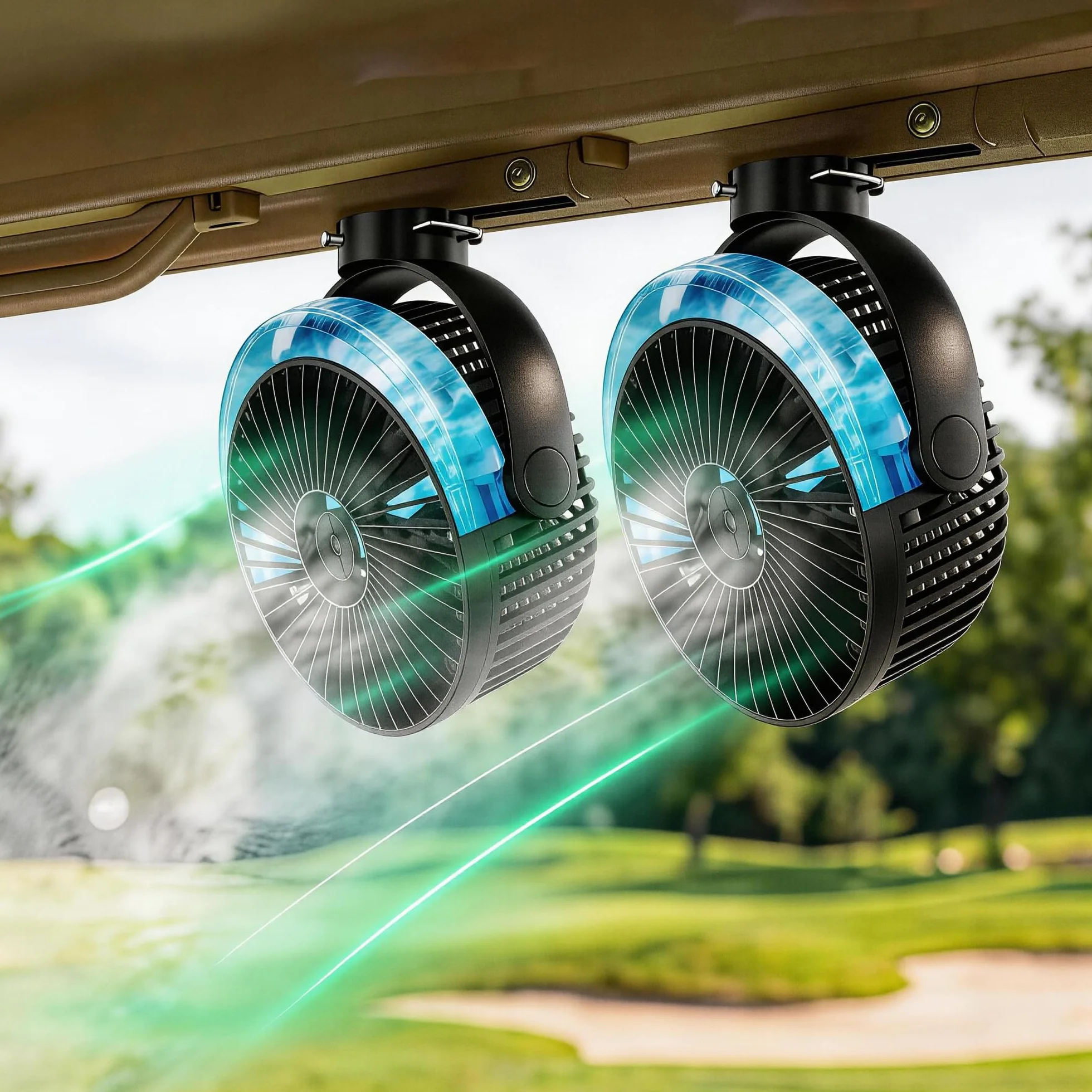 Ventilador magnético para carrito de golf 12000 mAh portátil 4 velocidades LED temporizador EZGO Club Car Yamaha