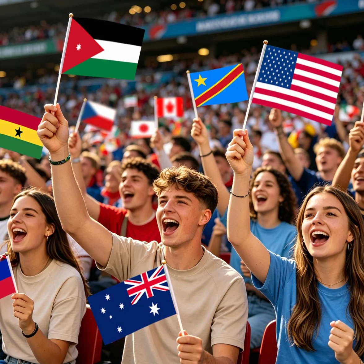 Bandera de Mano Copa del Mundo 2026 Fútbol, 48 Banderas de 48 Países, Decoración para Fiestas