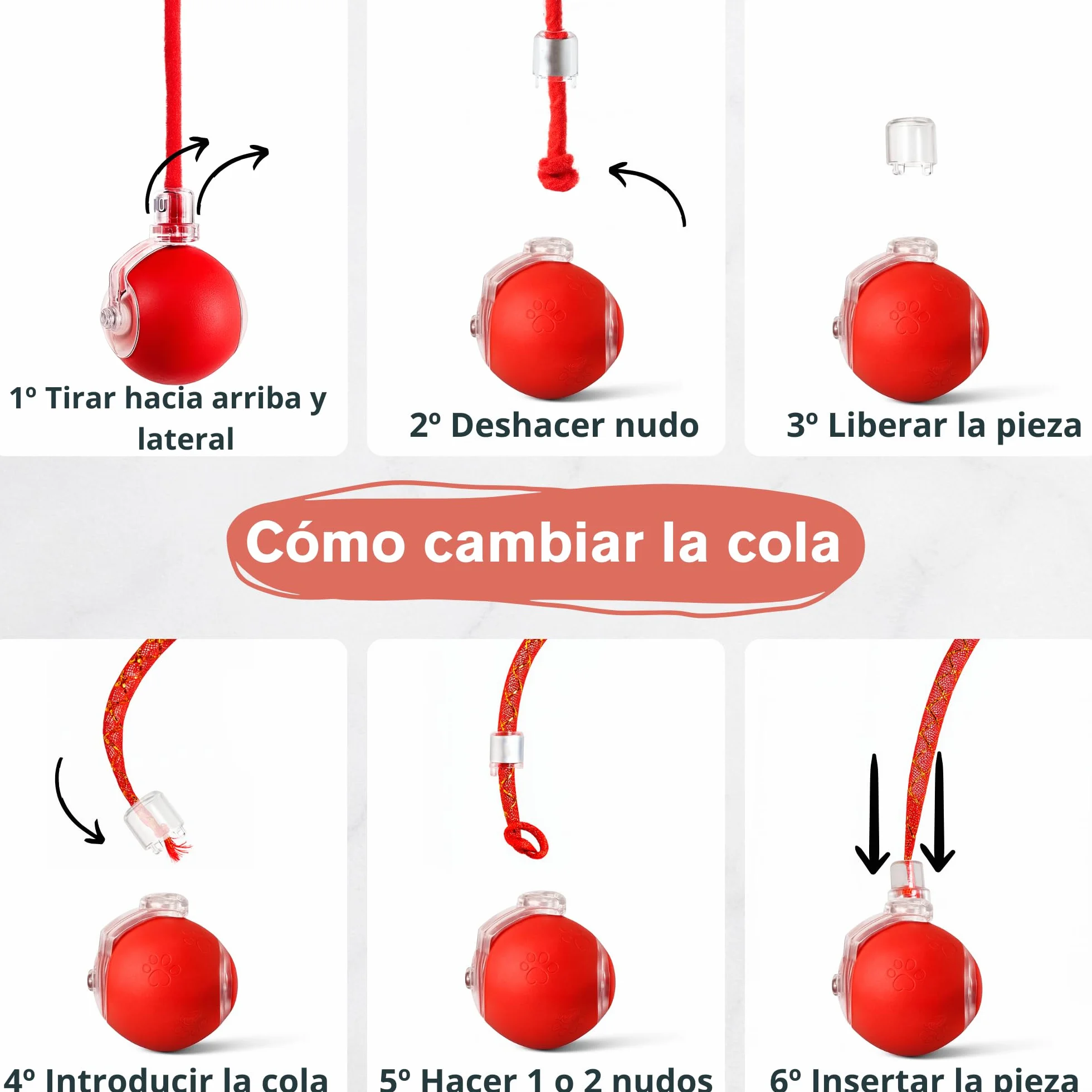 Juguete Interactivo Gato + 2 Colas de Recambio + Cable USB-C | Juguetes para Gatos Interactivo | Juguetes Gatos