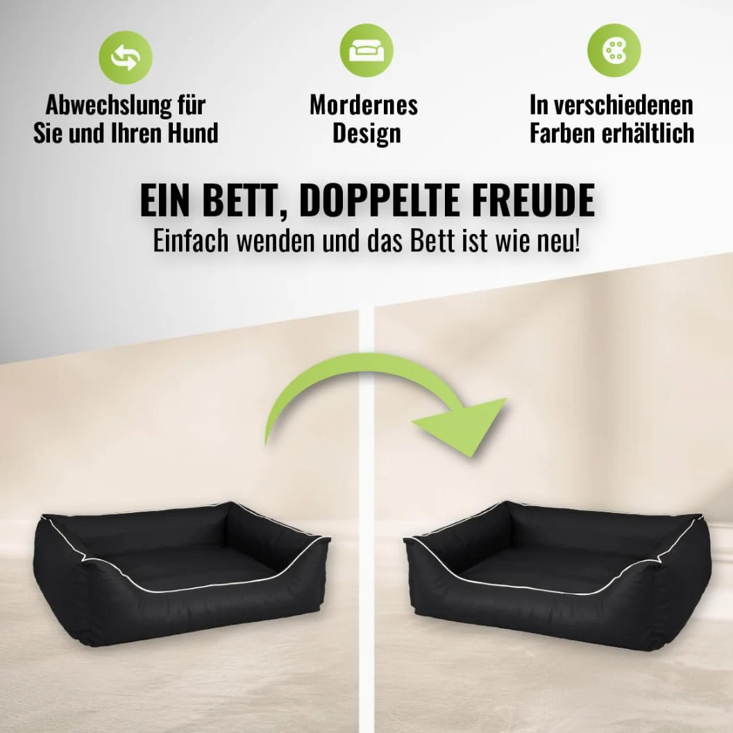 Cama para perros CopcoPet Rocco 2 en 1, impermeable y de piel sintética, con colchón de plástico para perros con espuma de copos o espuma viscoelástica ortopédica