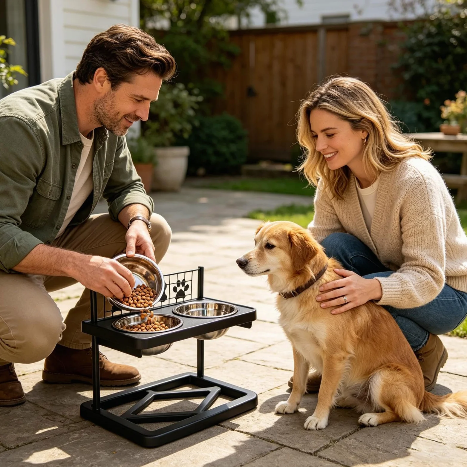 Soporte elevado para cuencos para perros con base antideslizante para perros grandes, comedero duradero para mascotas para uso en interiores y exteriores, ideal para cocina, balcón, patio, patio