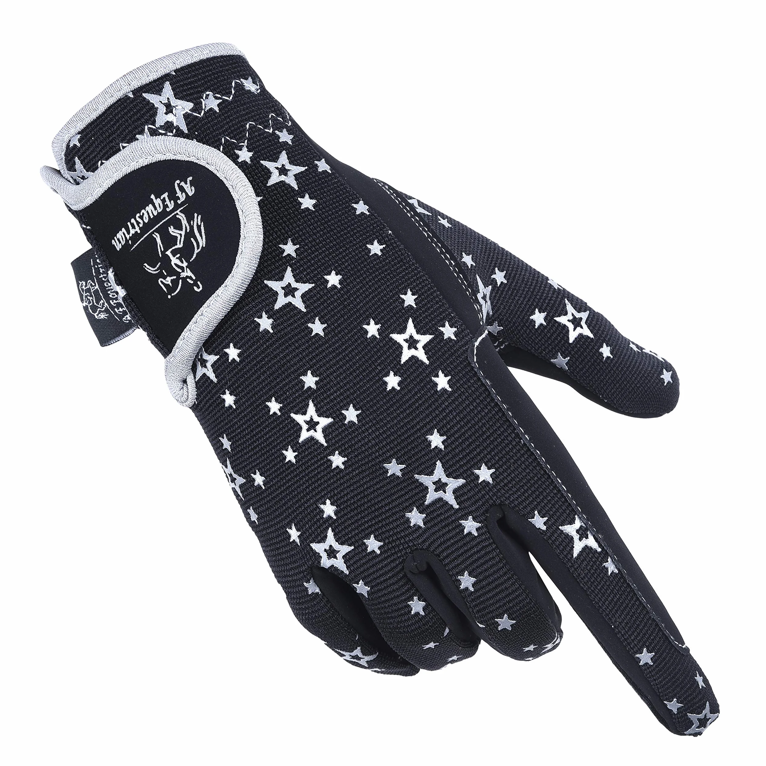 AFE Guantes de equitación para niños y niñas, Deportivos Exteriores, Ciclismo, Negro Azul Rosa Estrella