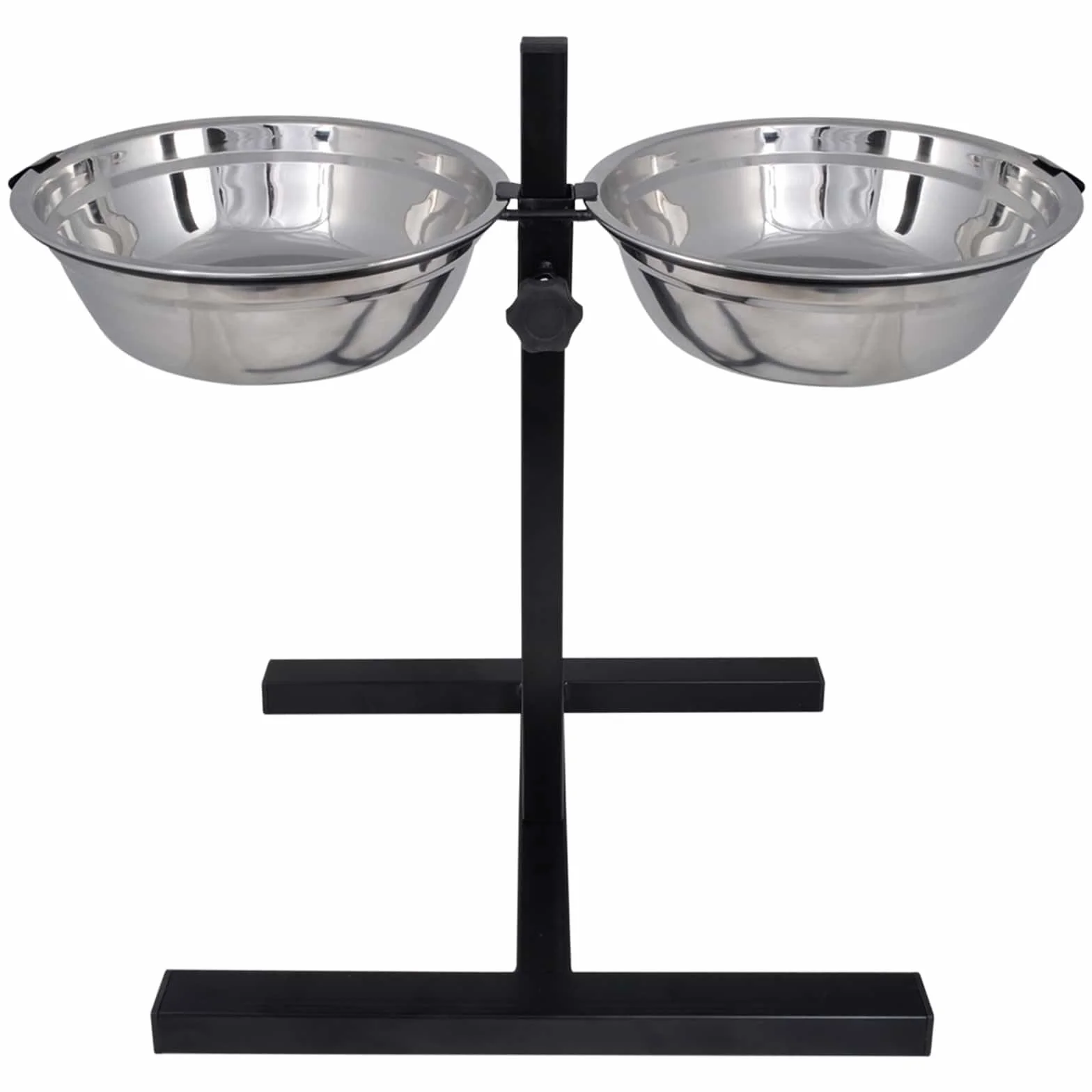Comedero de acero inoxidable ajustable en altura con cuencos para perros y gatos, incluye 15 kg de comida seca, práctica estación para bebedero de agua, diseño duradero, para interior y