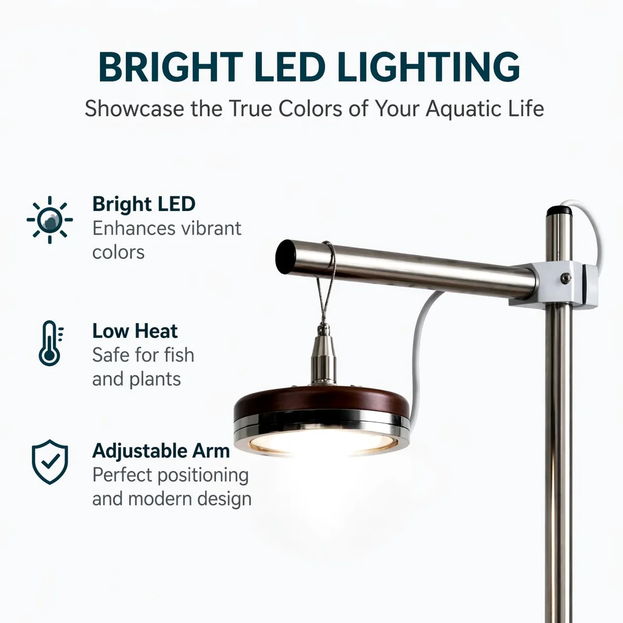 Tanque de peces pequeño de 1.8 galones con luz LED y soporte de madera, kit de inicio de nano acuario Betta de 8 pulgadas, incluye herramienta de limpieza, paño y alfombrilla para escritorio, oficina