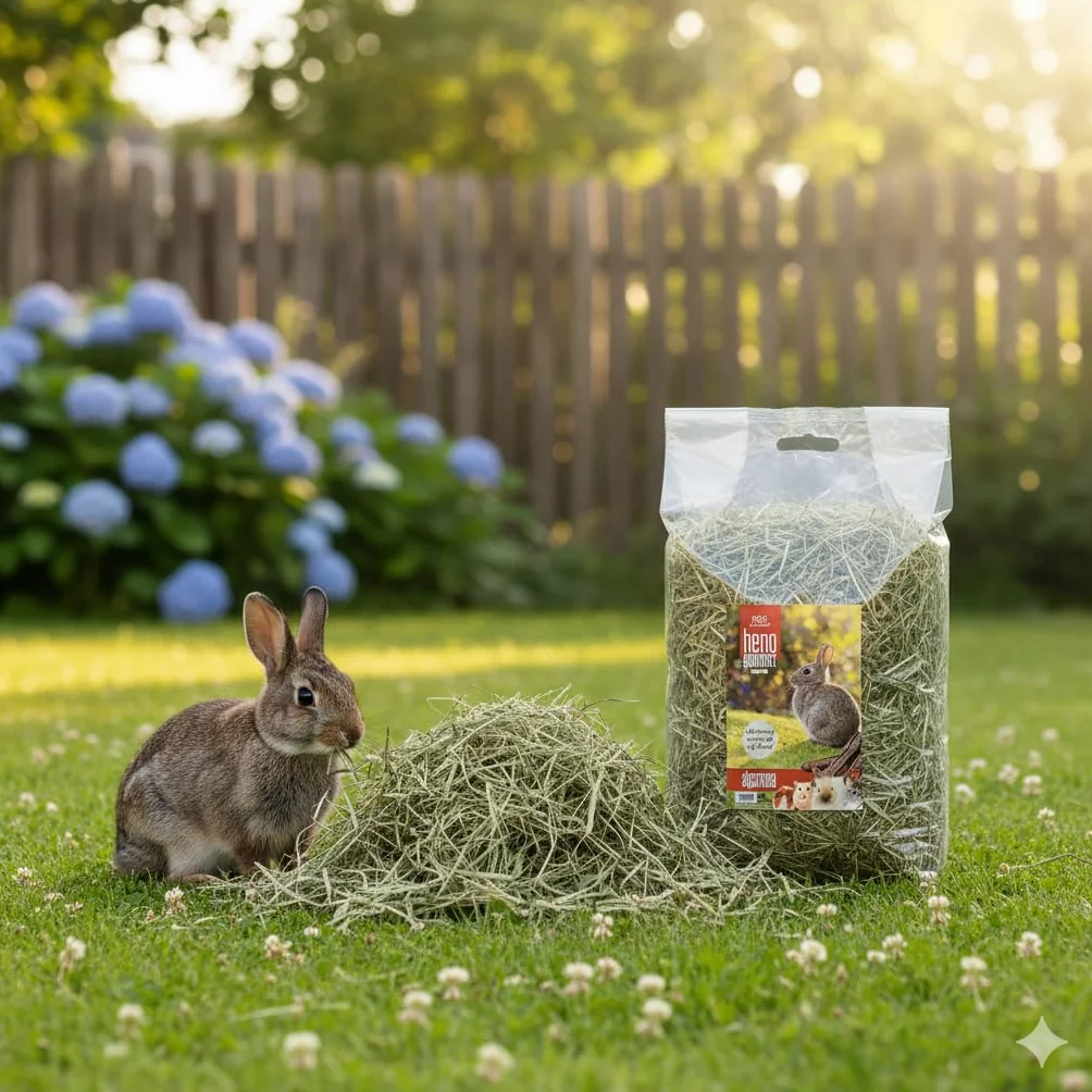 HENO GOURMET - Con Algarroba para Roedores, 500 g, 100% Natural, Alto Contenido en Fibra para Digestión y Desgaste Dental, Ideal para Conejos y Cobayas
