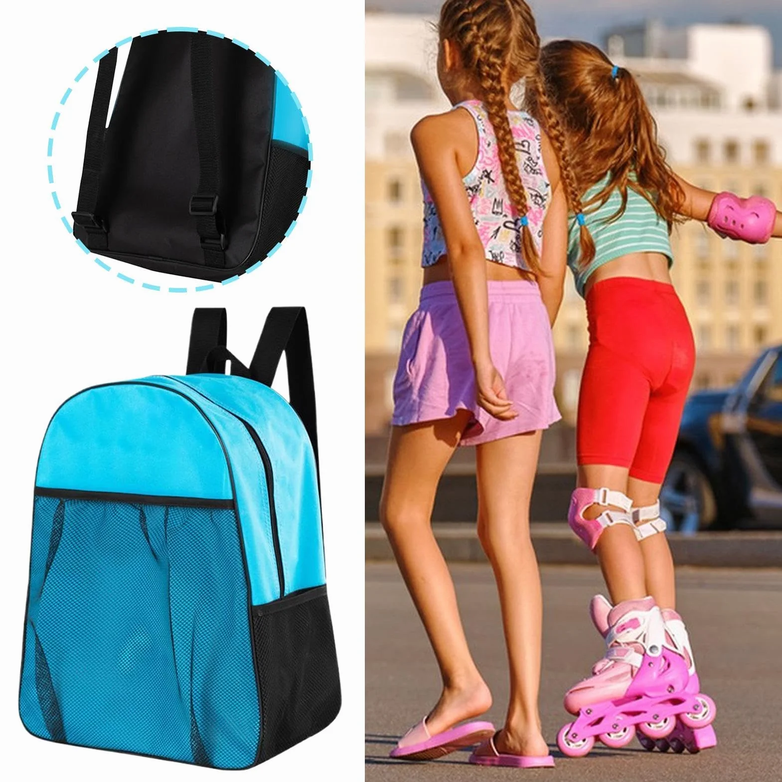 Mochila de almacenamiento para patines de hielo impermeable portátil multifuncional