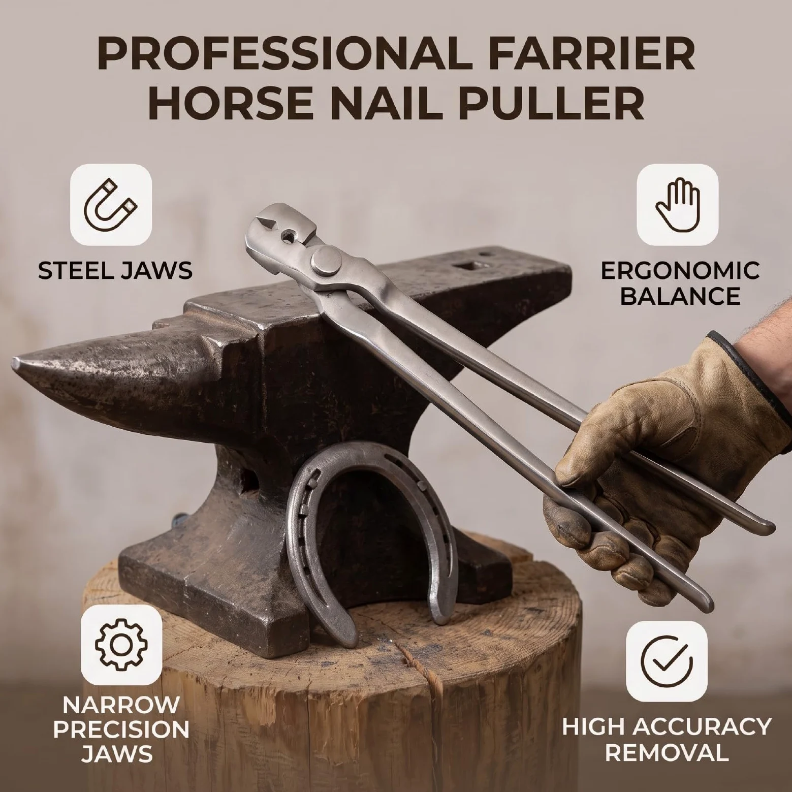 Extractor de Clavos para Caballos Extracción de Clavos Ranura | Evita Daños en la Pared Del Casco para Herreros Dueños de Caballos Uso Ergonómico con Una Mano Reduce la Fatiga 583G Ligero
